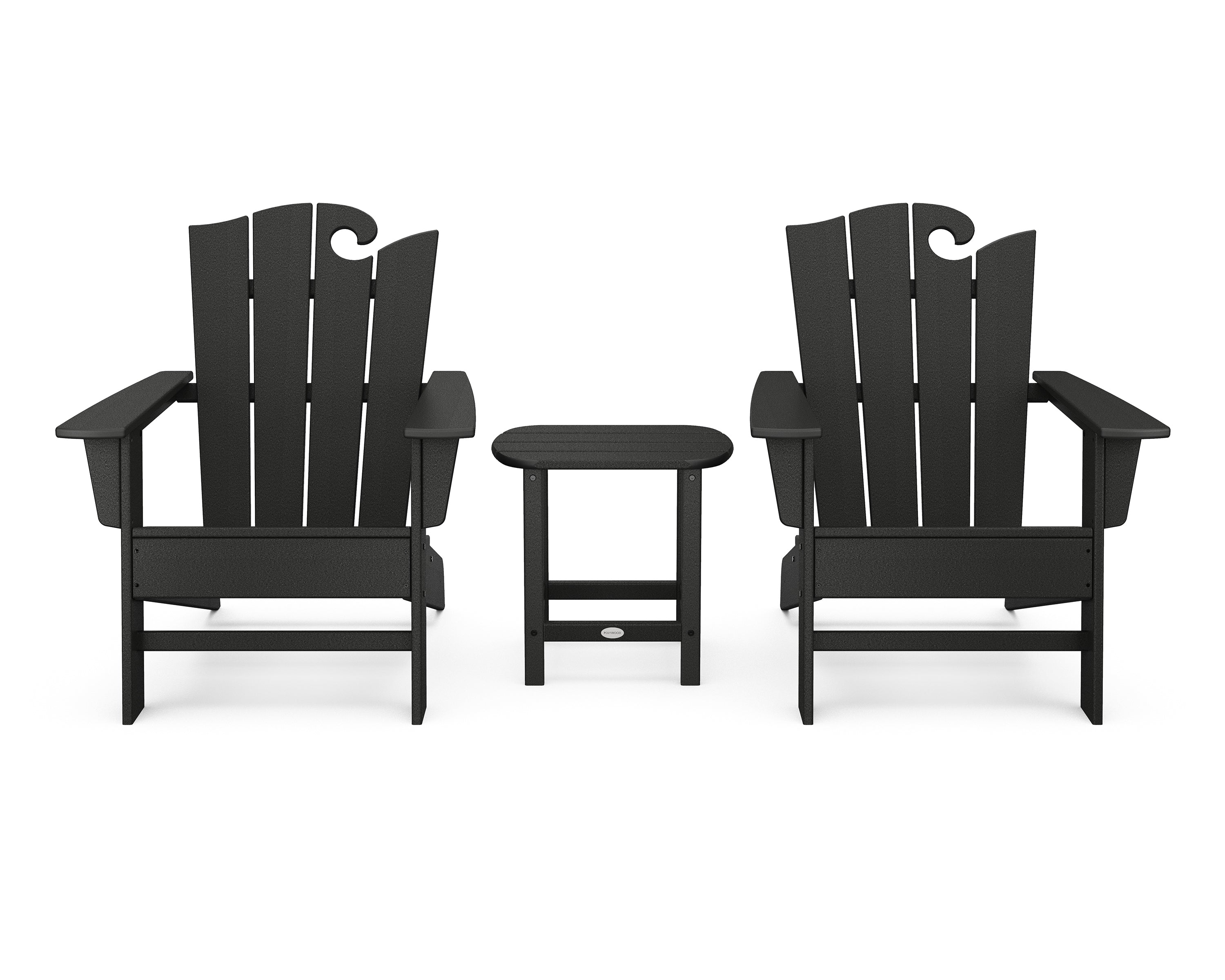 POLYWOOD® Wave 3-Piece Adirondack Set with The Ocean Chair in Black