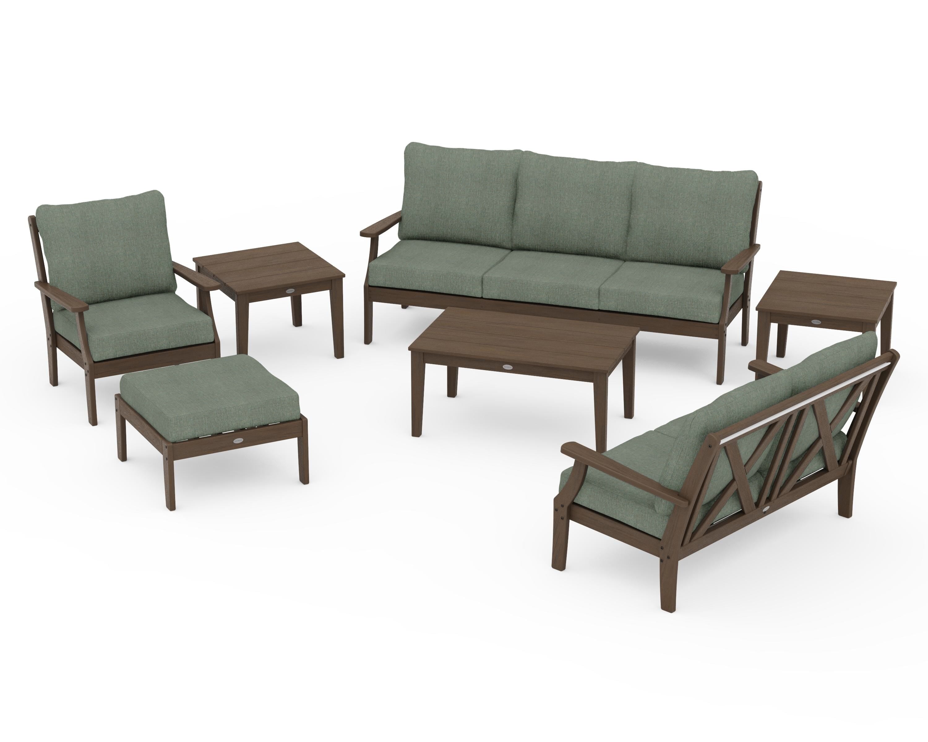POLYWOOD Braxton 7-Piece Deep Seating Set in Kona / Cast Sage