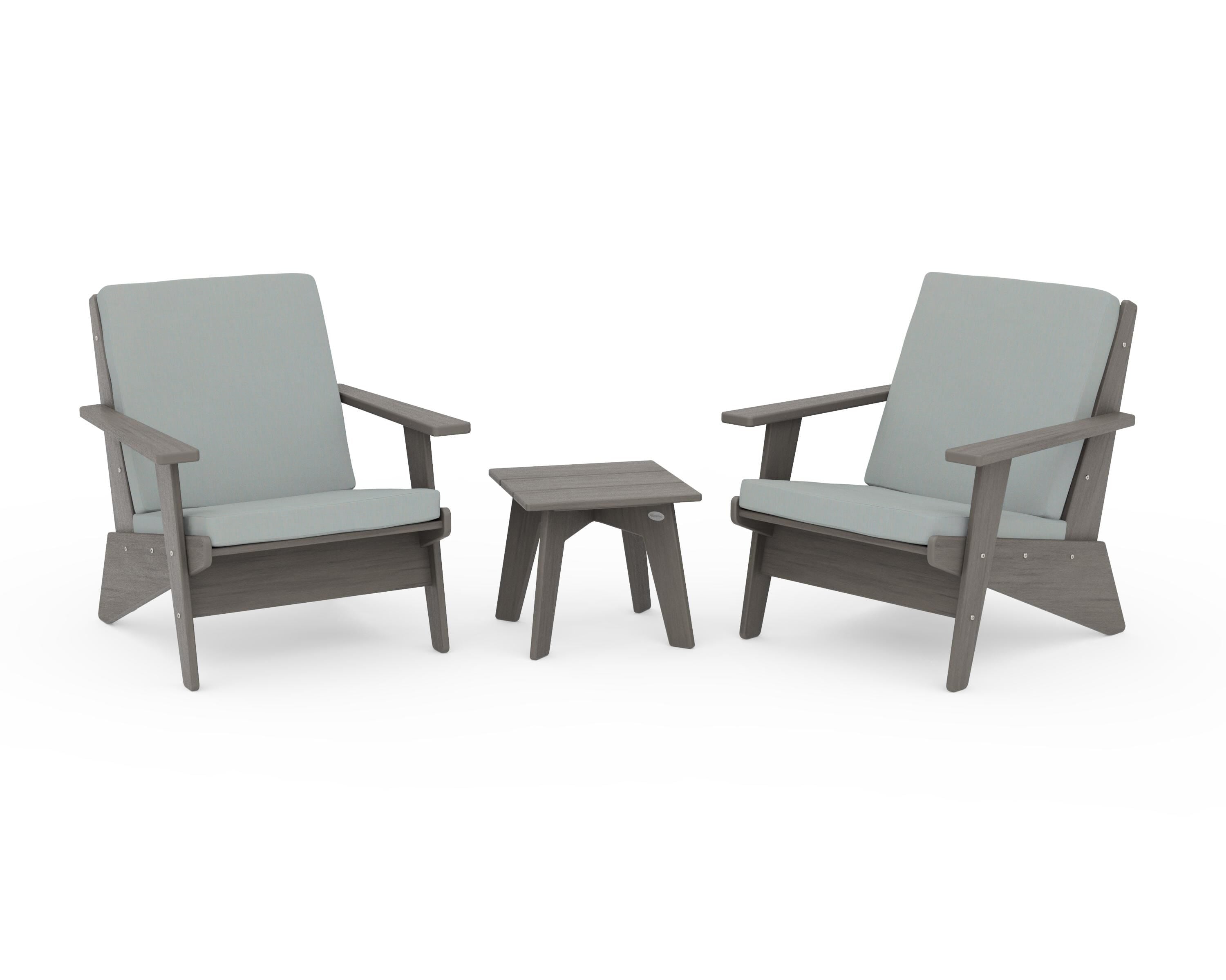 POLYWOOD Riviera Modern Lounge 3-Piece Set in Driftwood / Spa