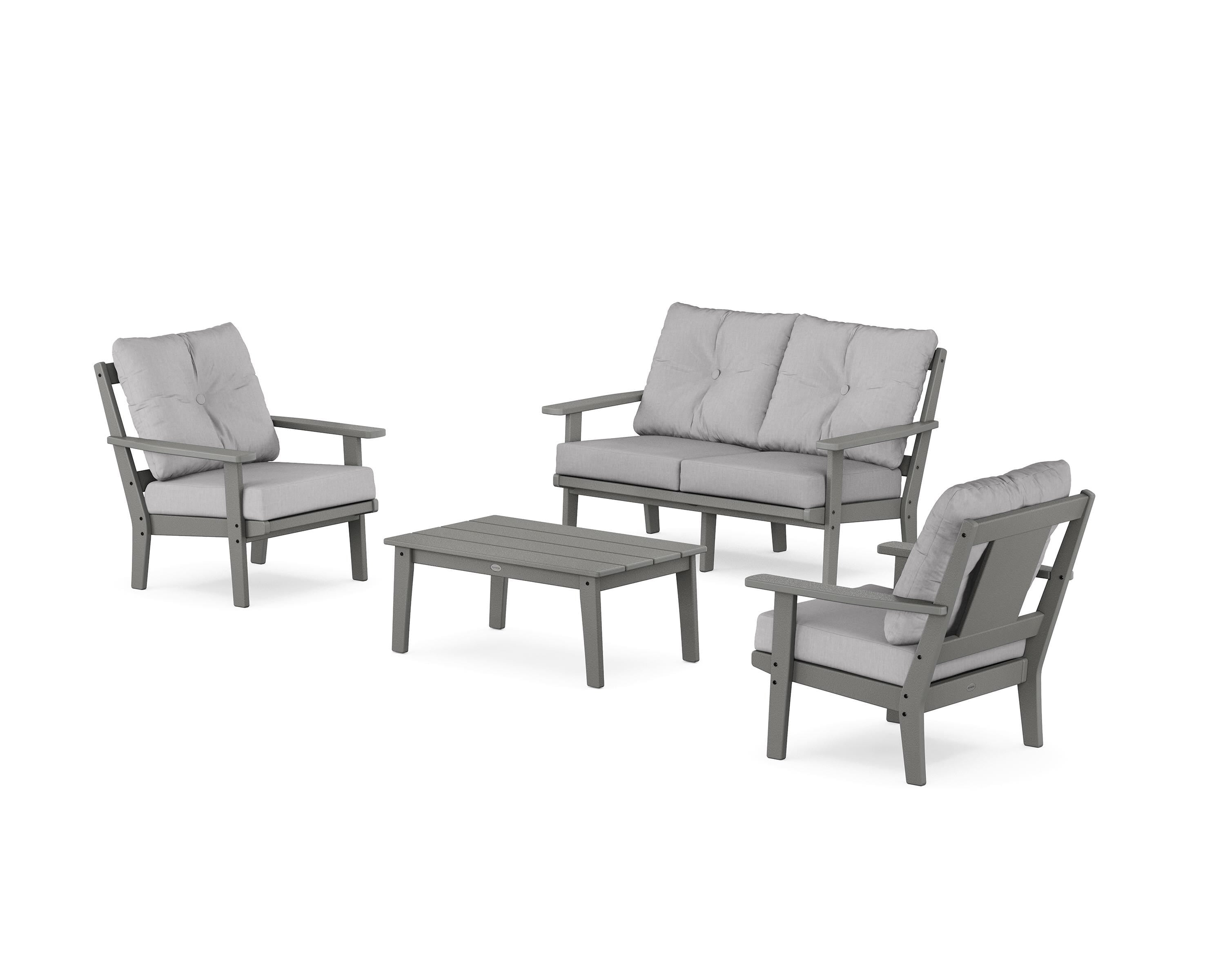 POLYWOOD Prairie 4-Piece Deep Seating Set with Loveseat in Slate Grey / Granite