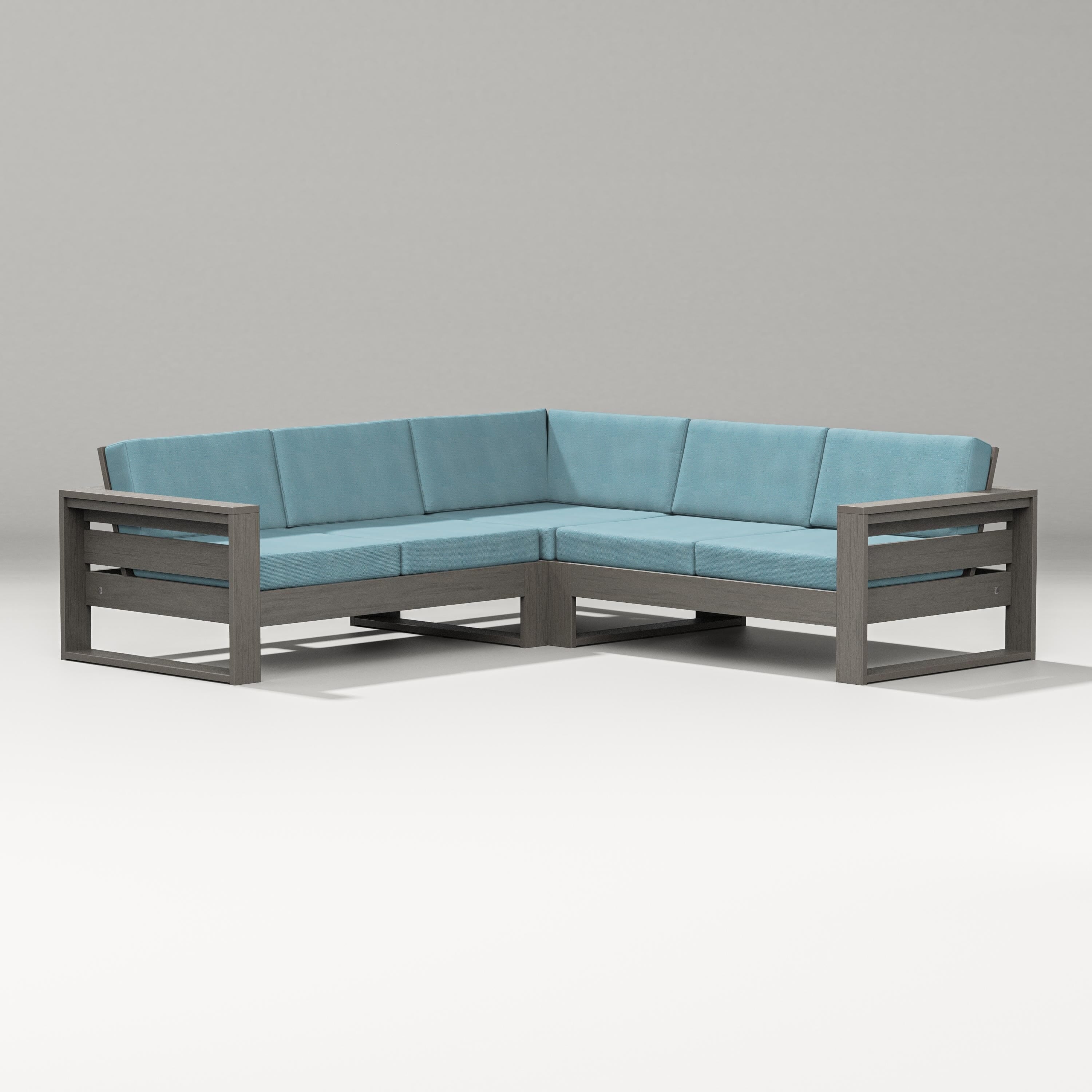 PW Designer Series Latitude Corner Sectional in Driftwood / Lattice Sky Blue
