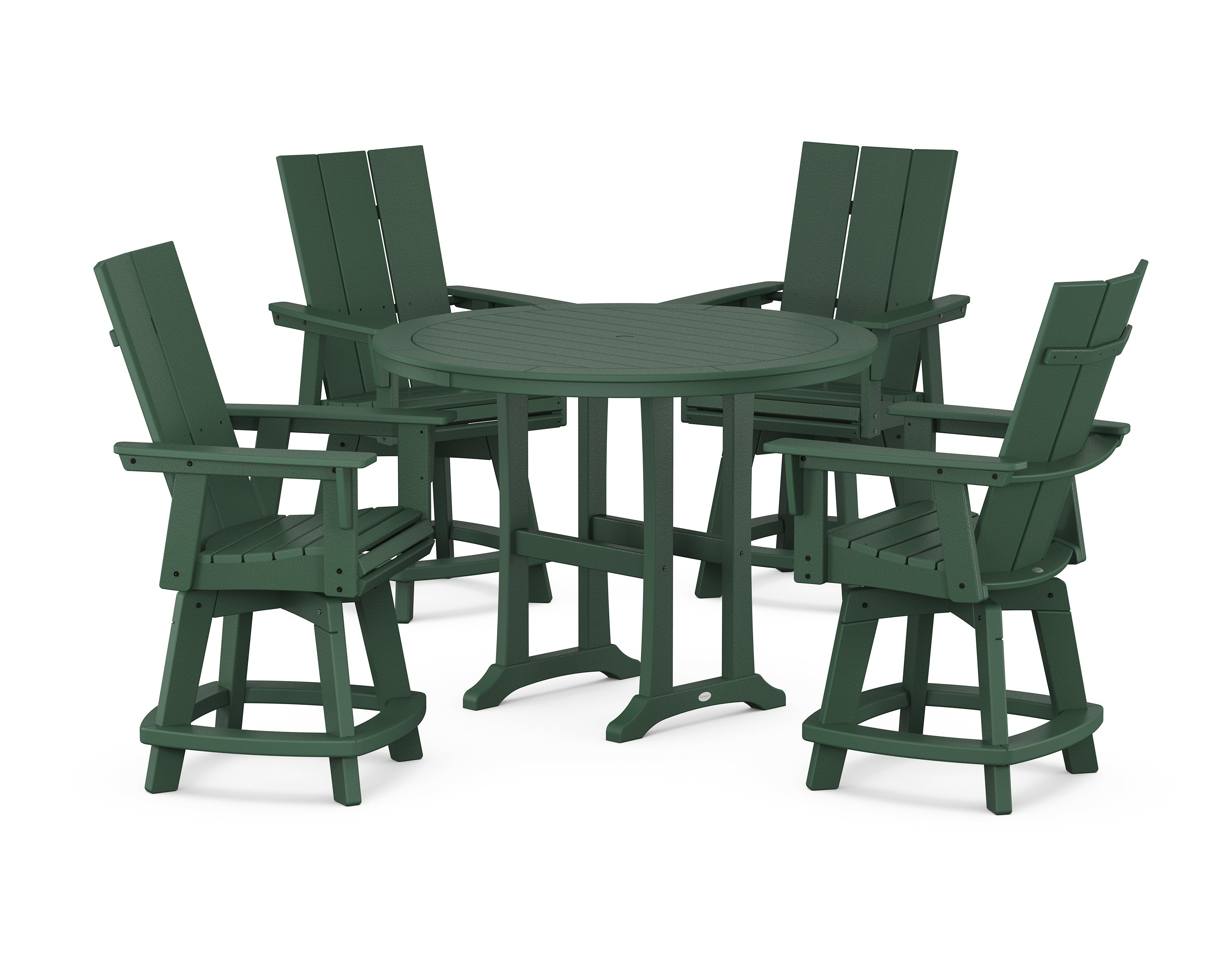 POLYWOOD® 5-Piece Modern Swivel Counter Set in Green
