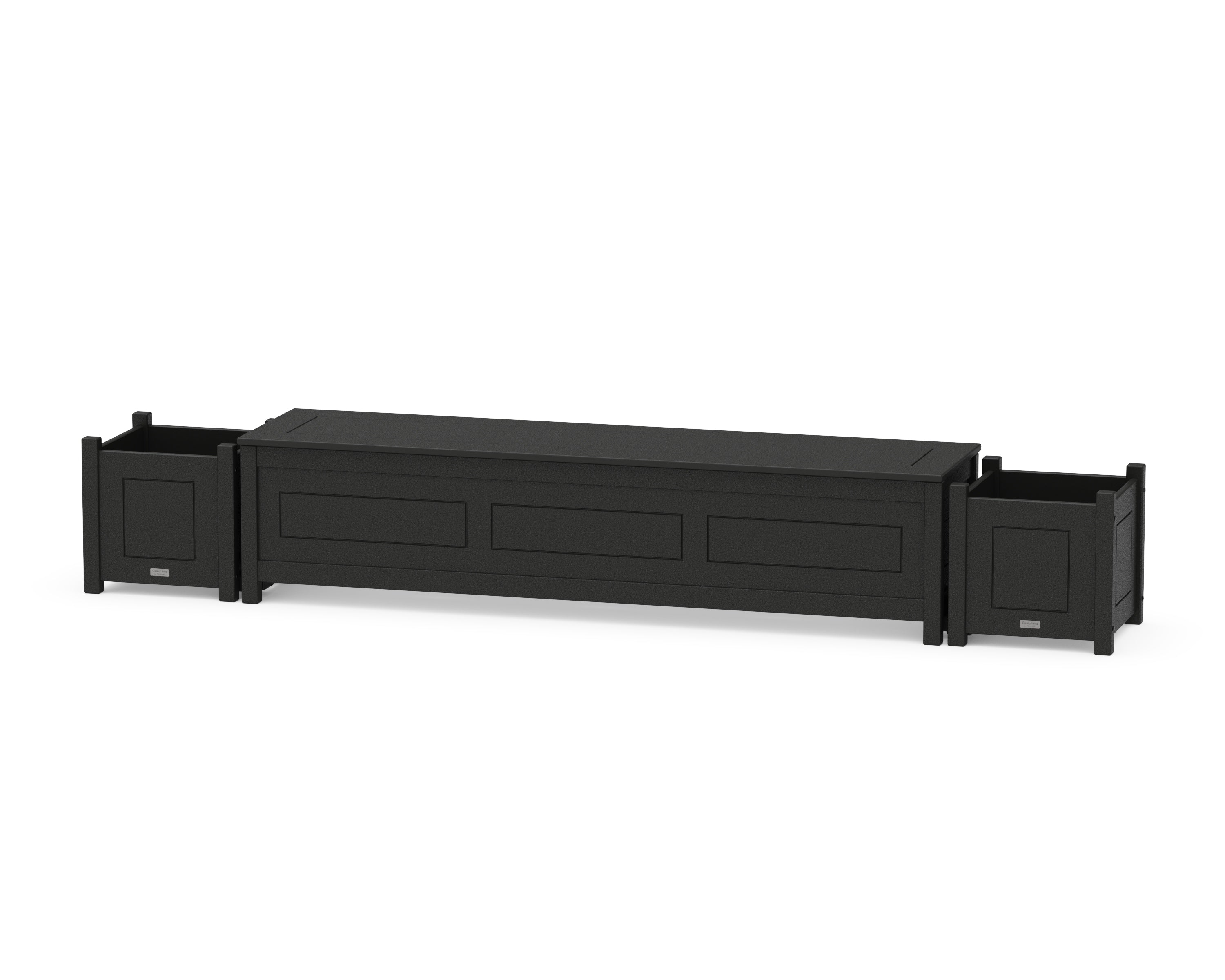 Country Living 72" Country Living Straight Planter Storage Bench Set in Black