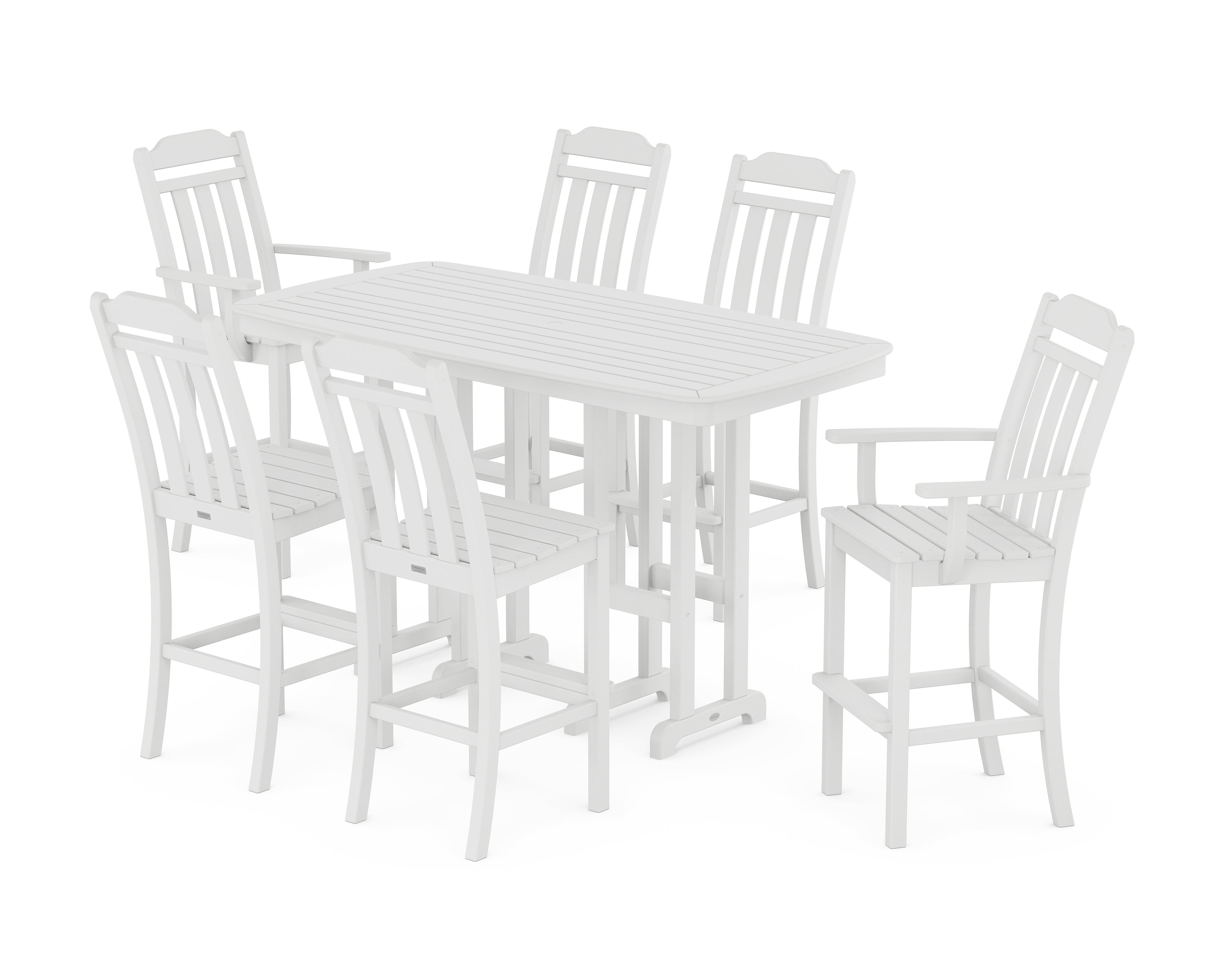 POLYWOOD Country Living 7-Piece Bar Set in White