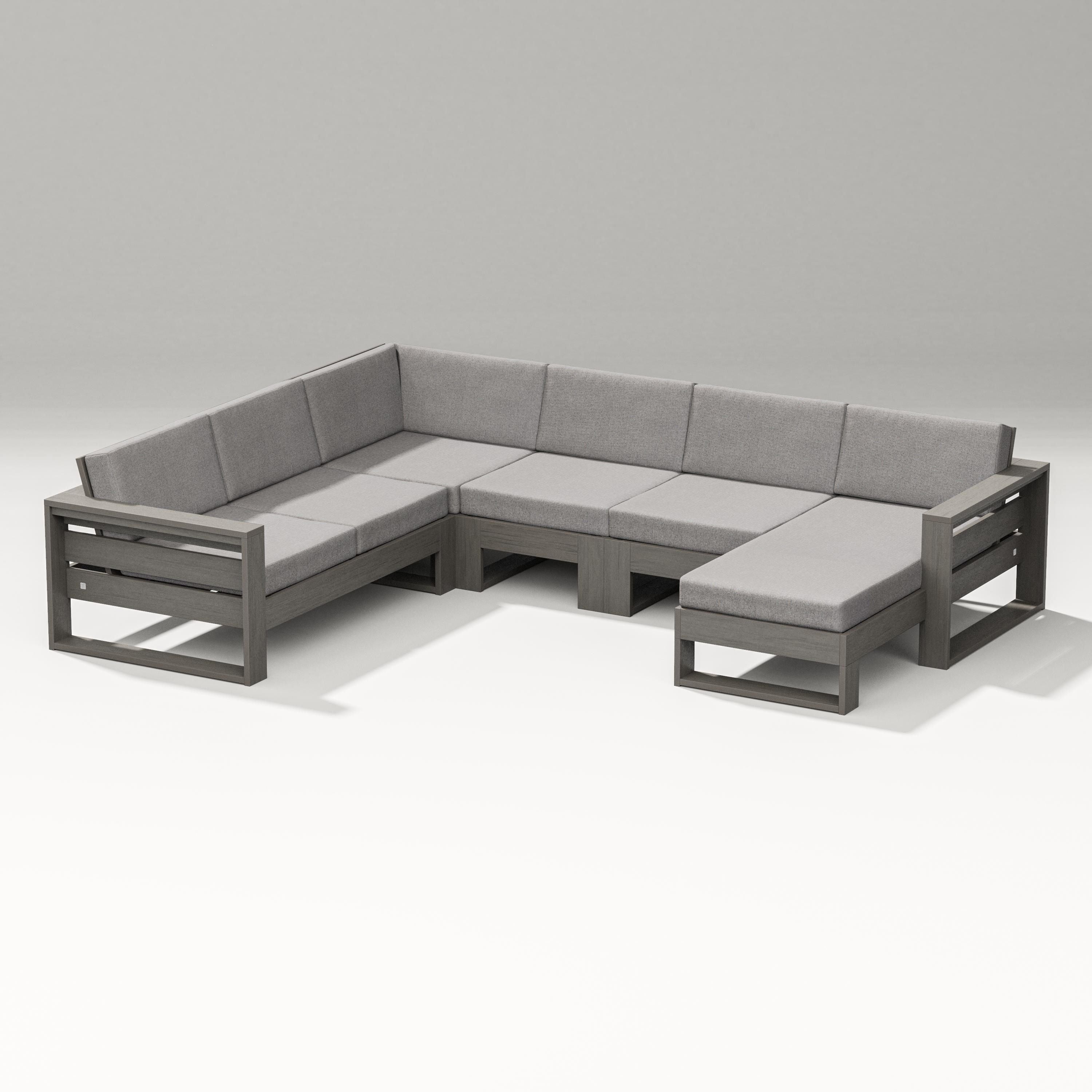 PW Designer Series Latitude Corner Sectional with Right Chaise in Driftwood / Grey Mist