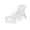 POLYWOOD Nautical Chaise with Arms & Wheels in Vintage White