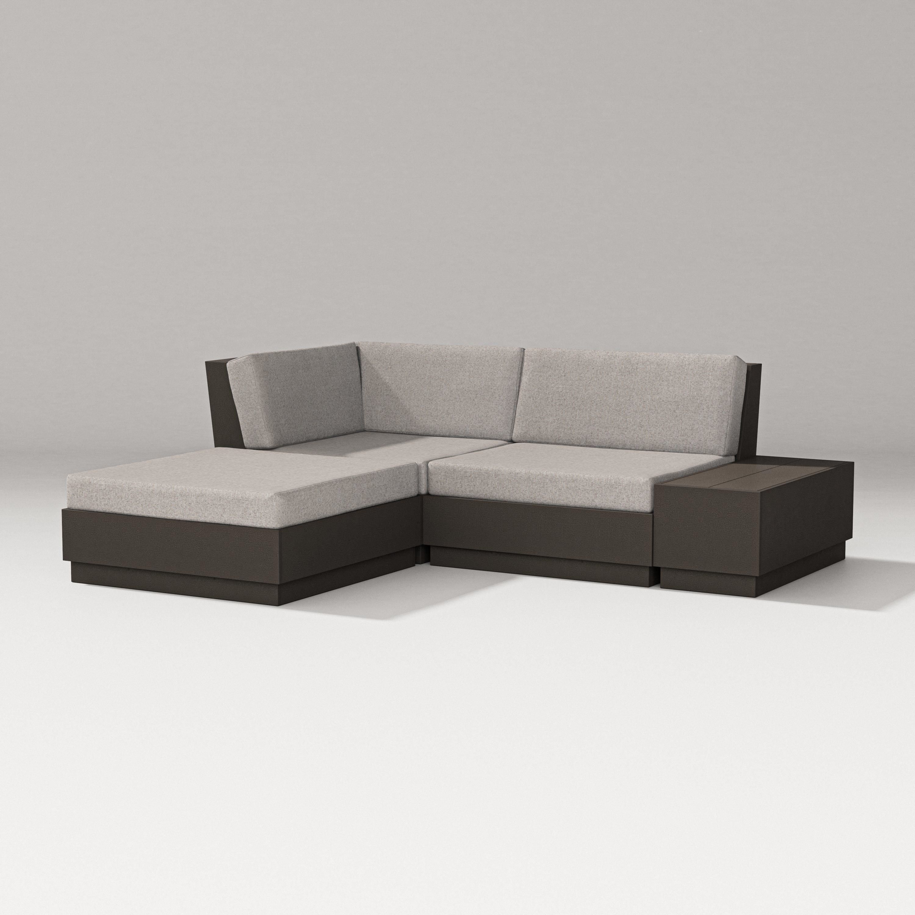 PW Designer Series Elevate Loveseat Sectional with Chaise in Vintage Coffee / Weathered Tweed