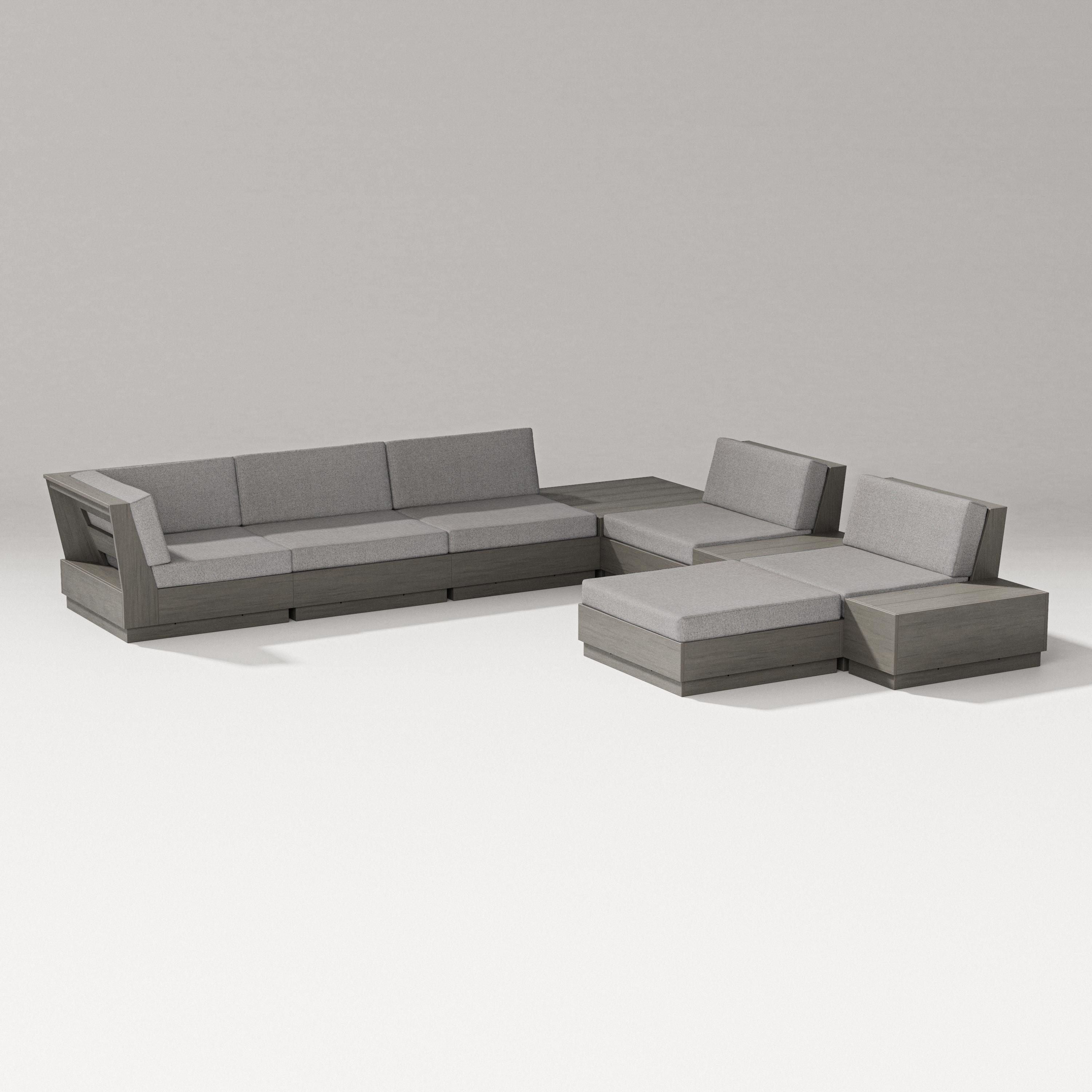 PW Designer Series Elevate 9-Piece Conversation Sectional in Driftwood / Grey Mist