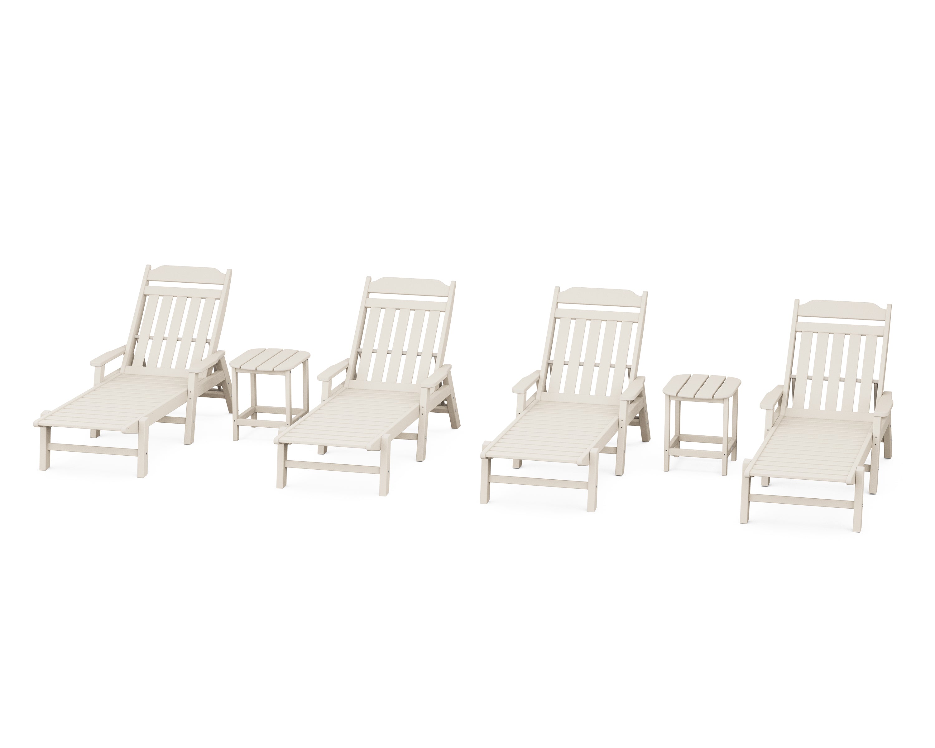 POLYWOOD Country Living 6-Piece Chaise Set with Arms in Sand