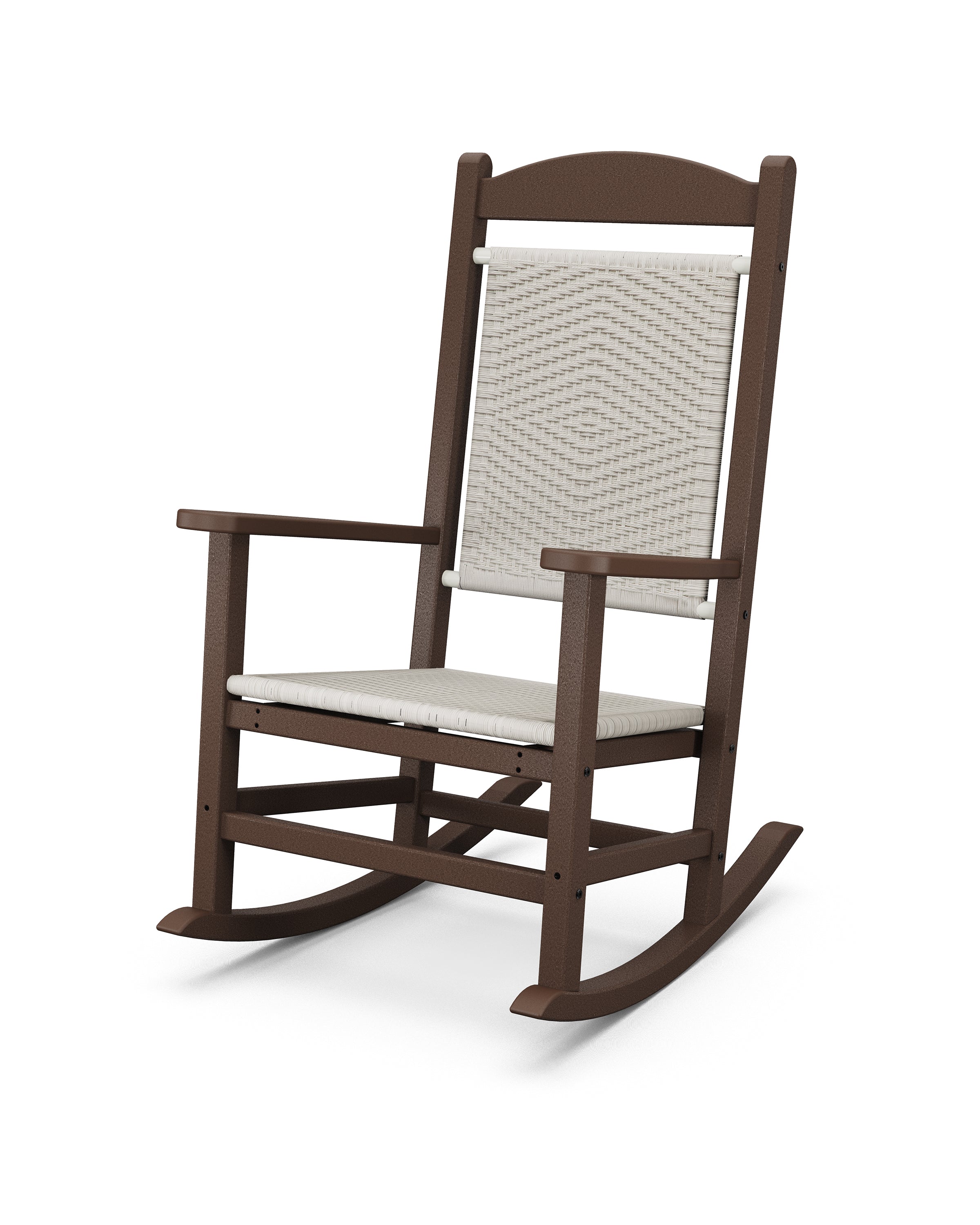 POLYWOOD® Presidential Woven Rocking Chair in Mahogany / White Loom