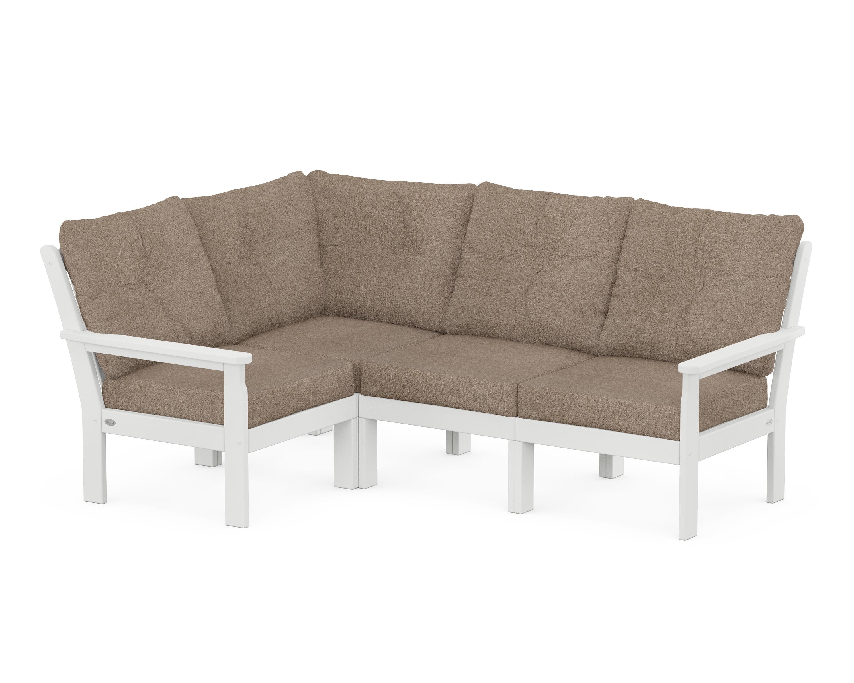 POLYWOOD Vineyard 4-Piece Sectional in White / Spiced Burlap