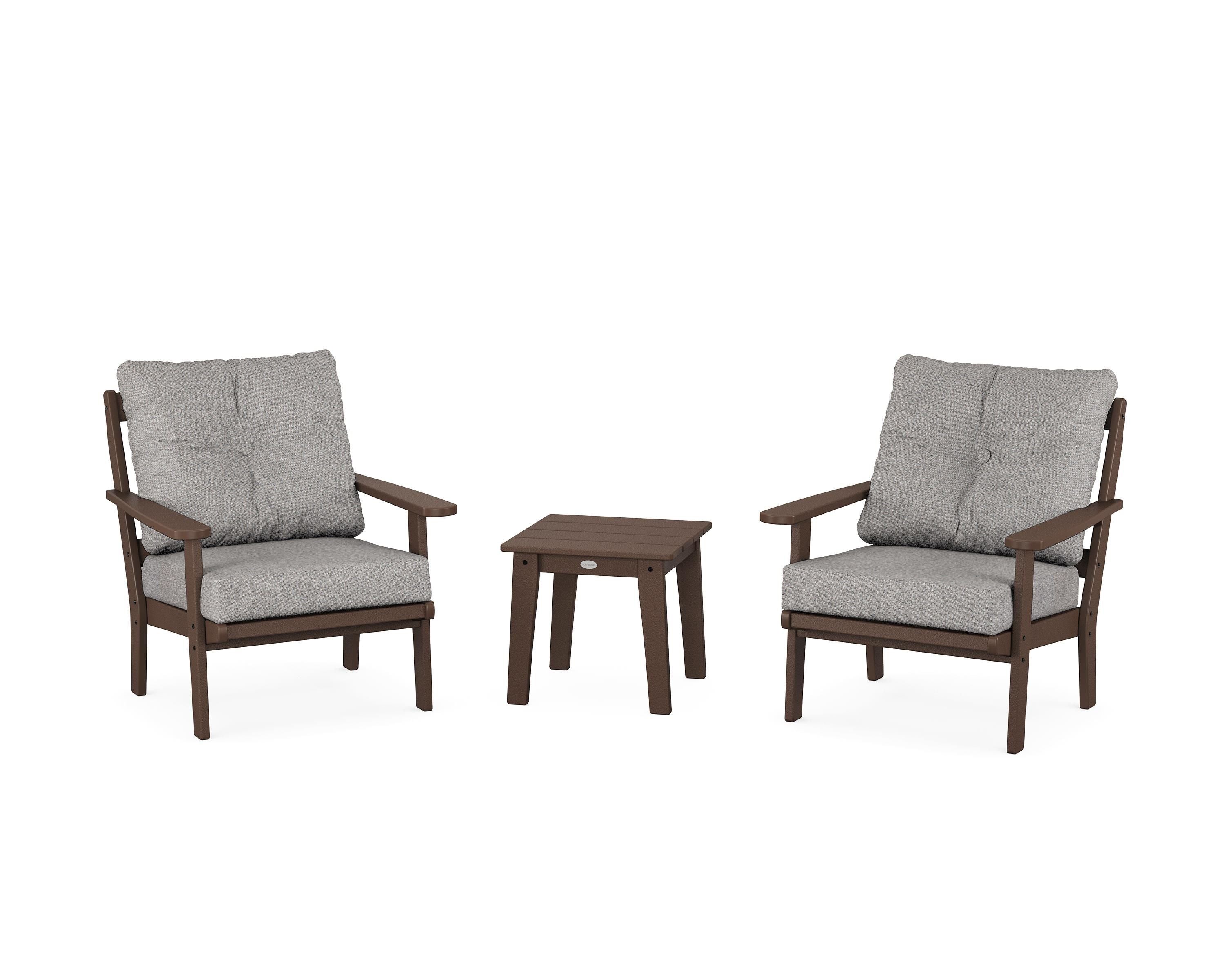 POLYWOOD Mission 3-Piece Deep Seating Set in Mahogany / Grey Mist