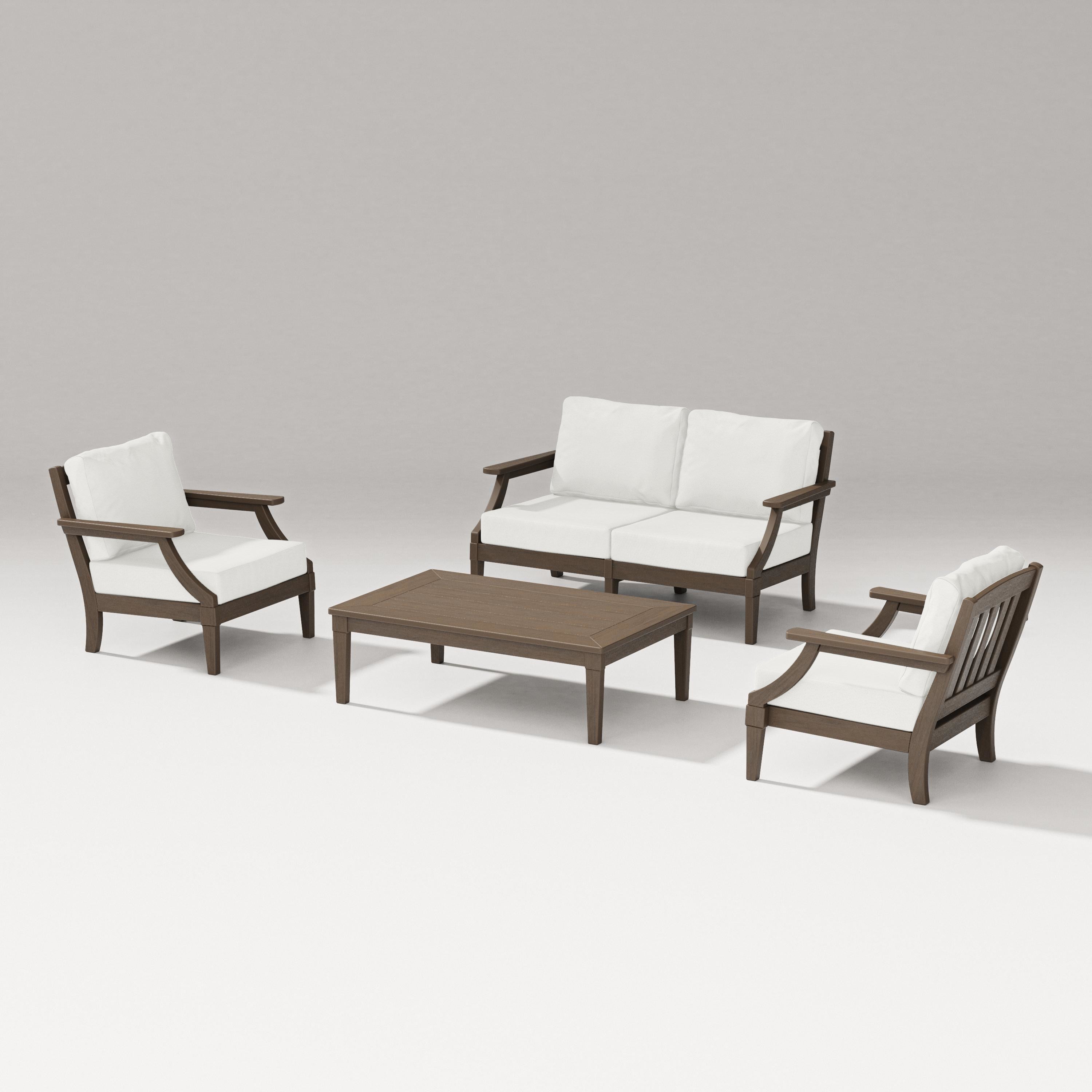 PW Designer Series Estate Lounge 4-Piece Loveseat Set in Kona / Natural Linen