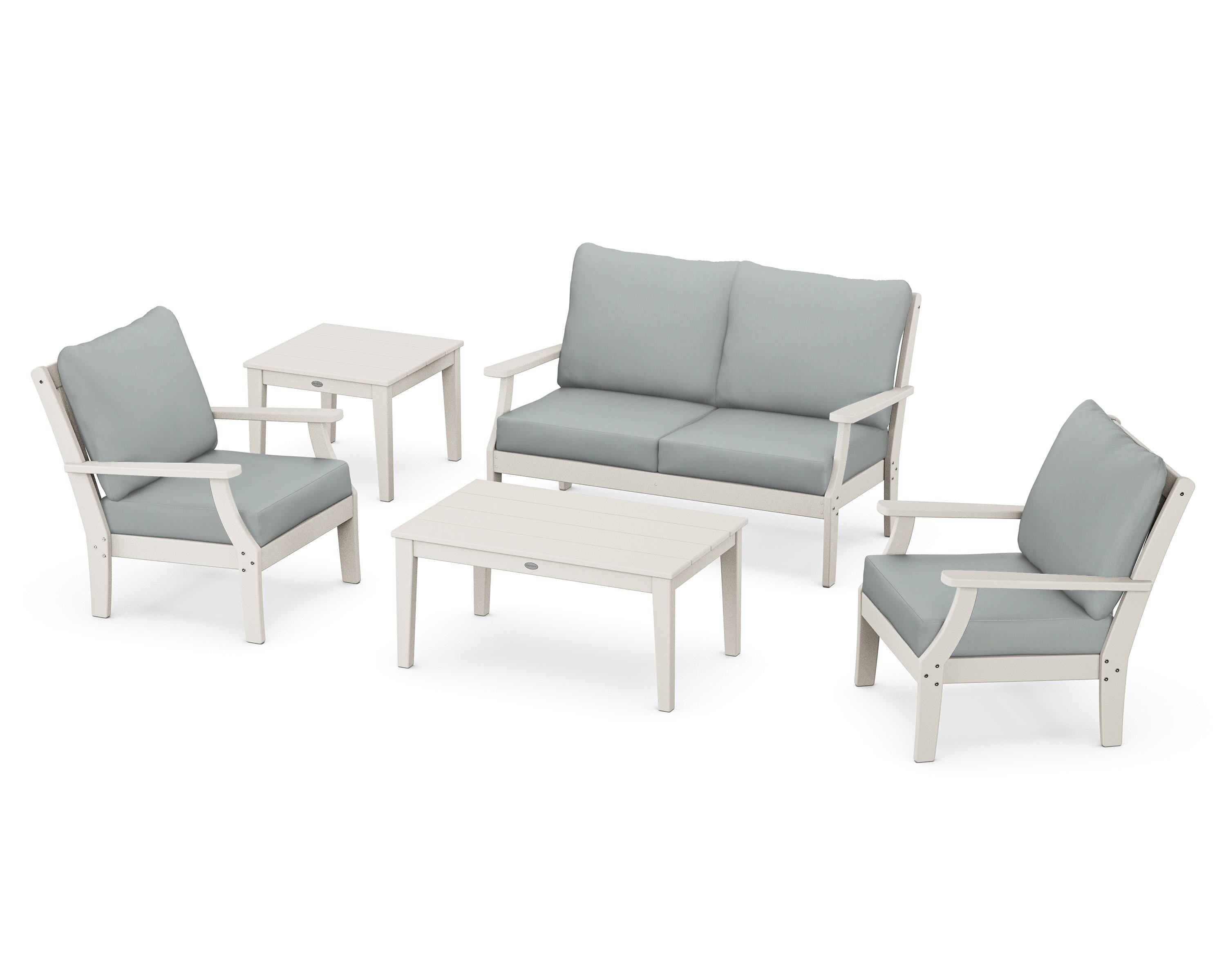 POLYWOOD Braxton 5-Piece Deep Seating Set in Sand / Spa
