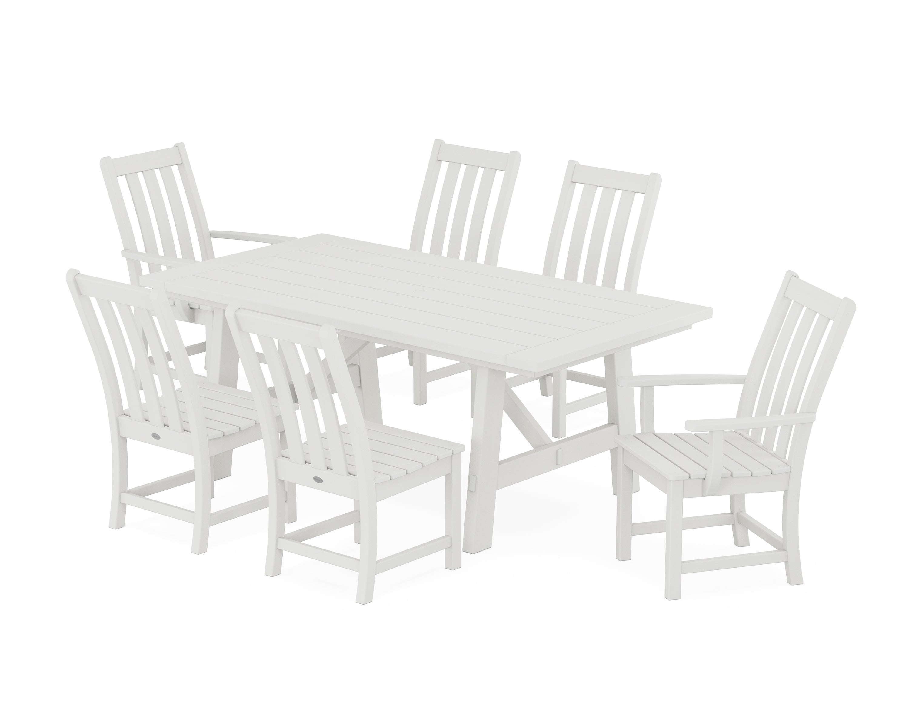 POLYWOOD® Vineyard 7-Piece Rustic Farmhouse Dining Set in Vintage White