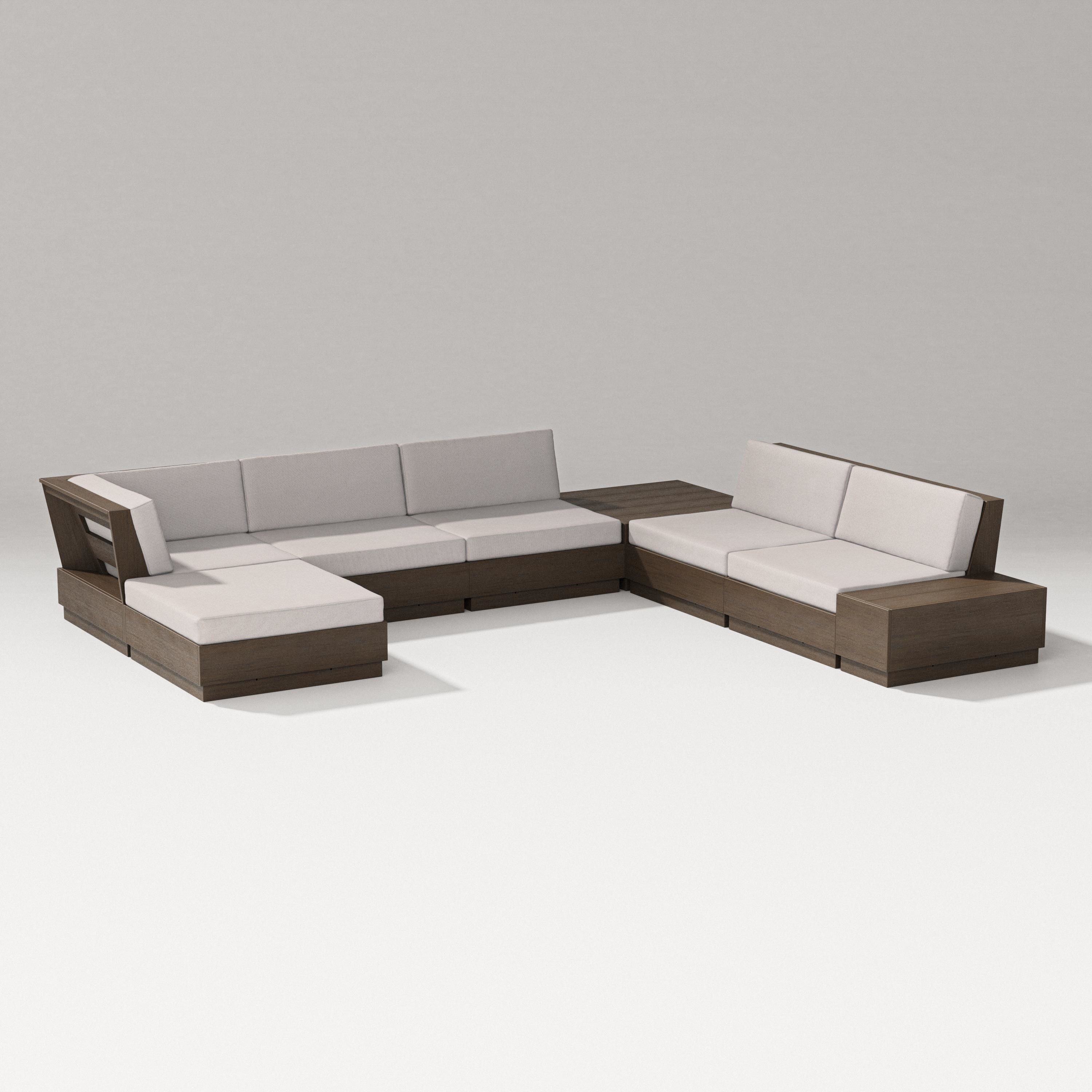 PW Designer Series Elevate 8-Piece Corner Sectional in Kona / Dune Burlap