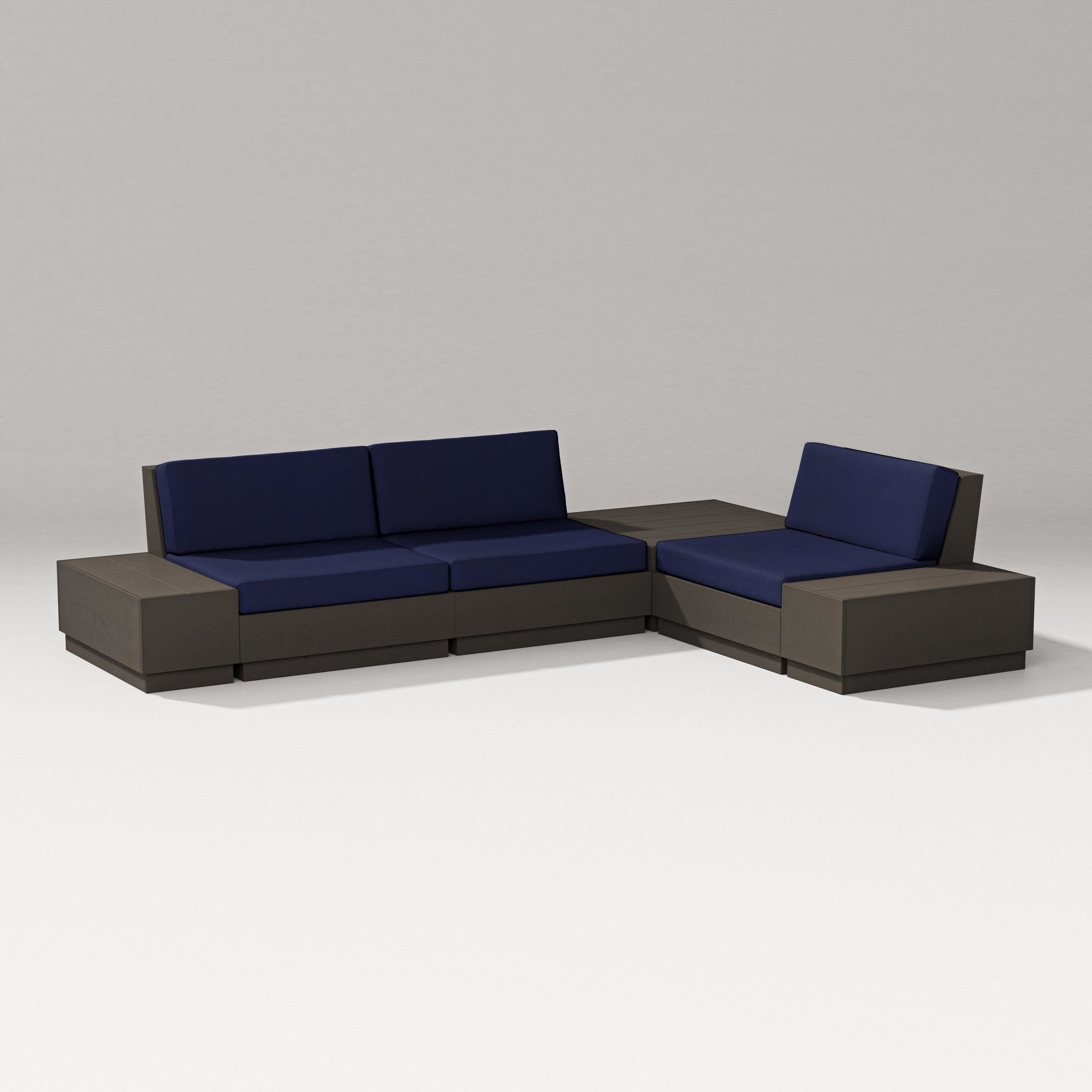 PW Designer Series Elevate 6-Piece Corner Sectional in Vintage Coffee / Navy