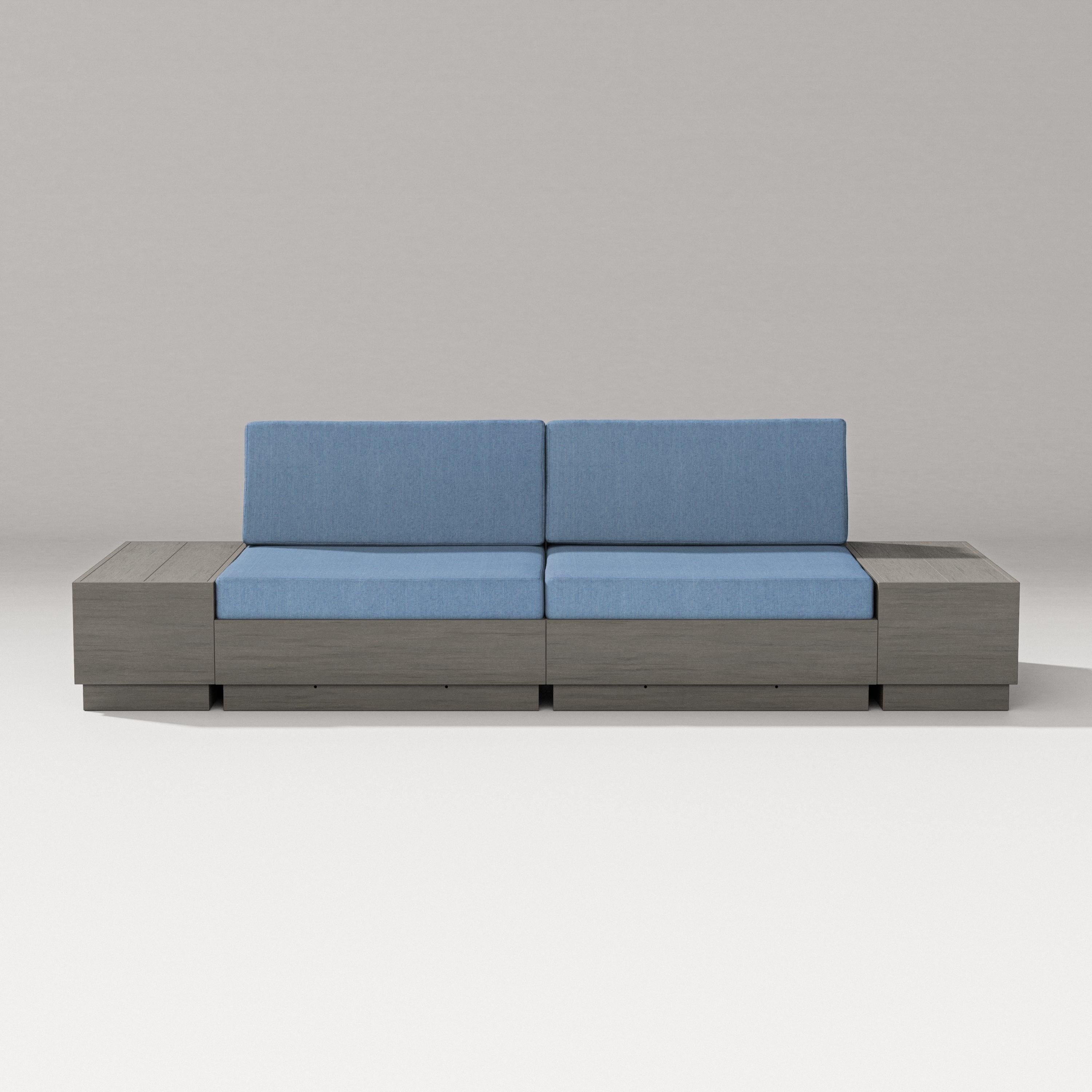 PW Designer Series Elevate 4-Piece Loveseat Sectional in Driftwood / Sky Blue
