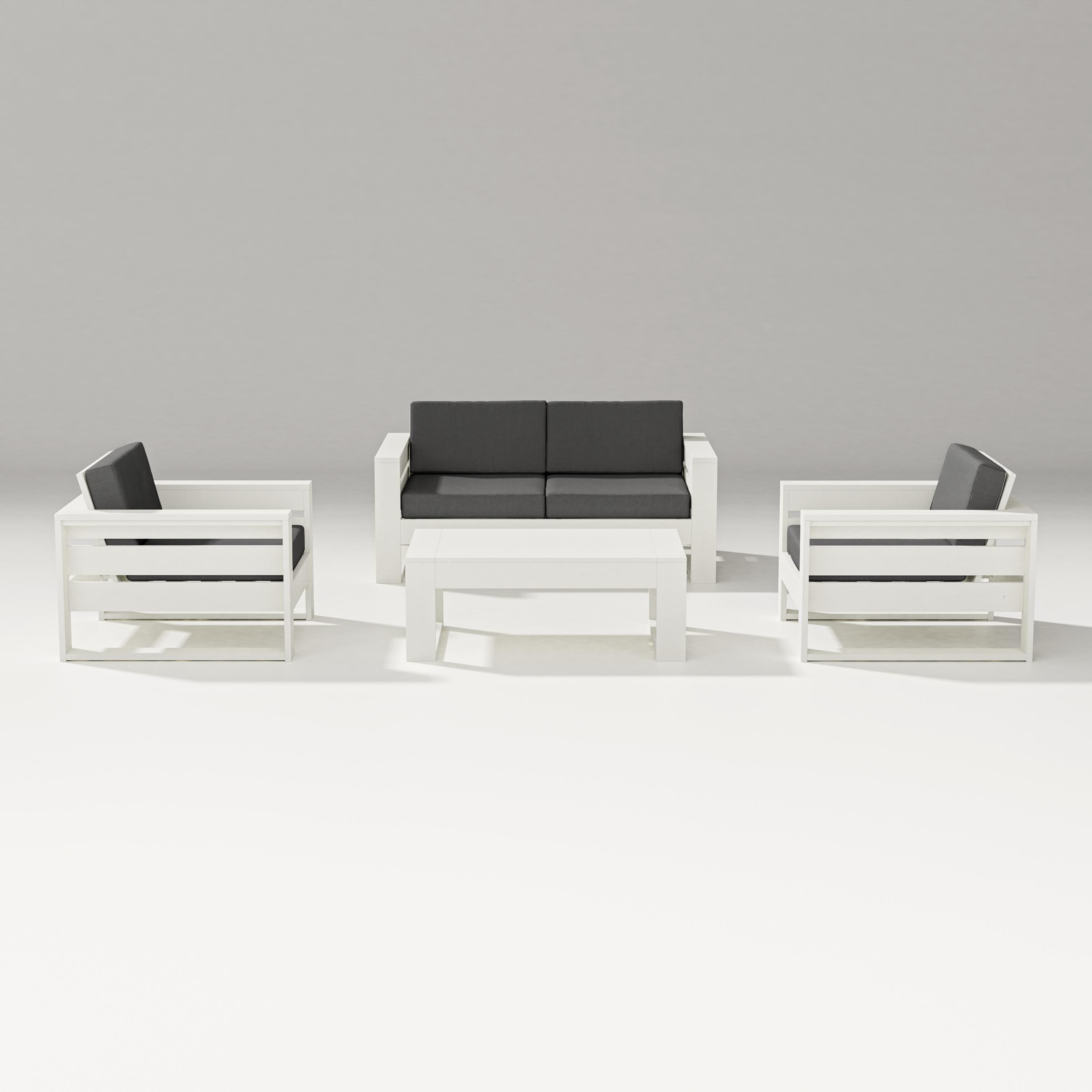 PW Designer Series Latitude 4-Piece Lounge Loveseat Set in Vintage White / Spectrum Carbon