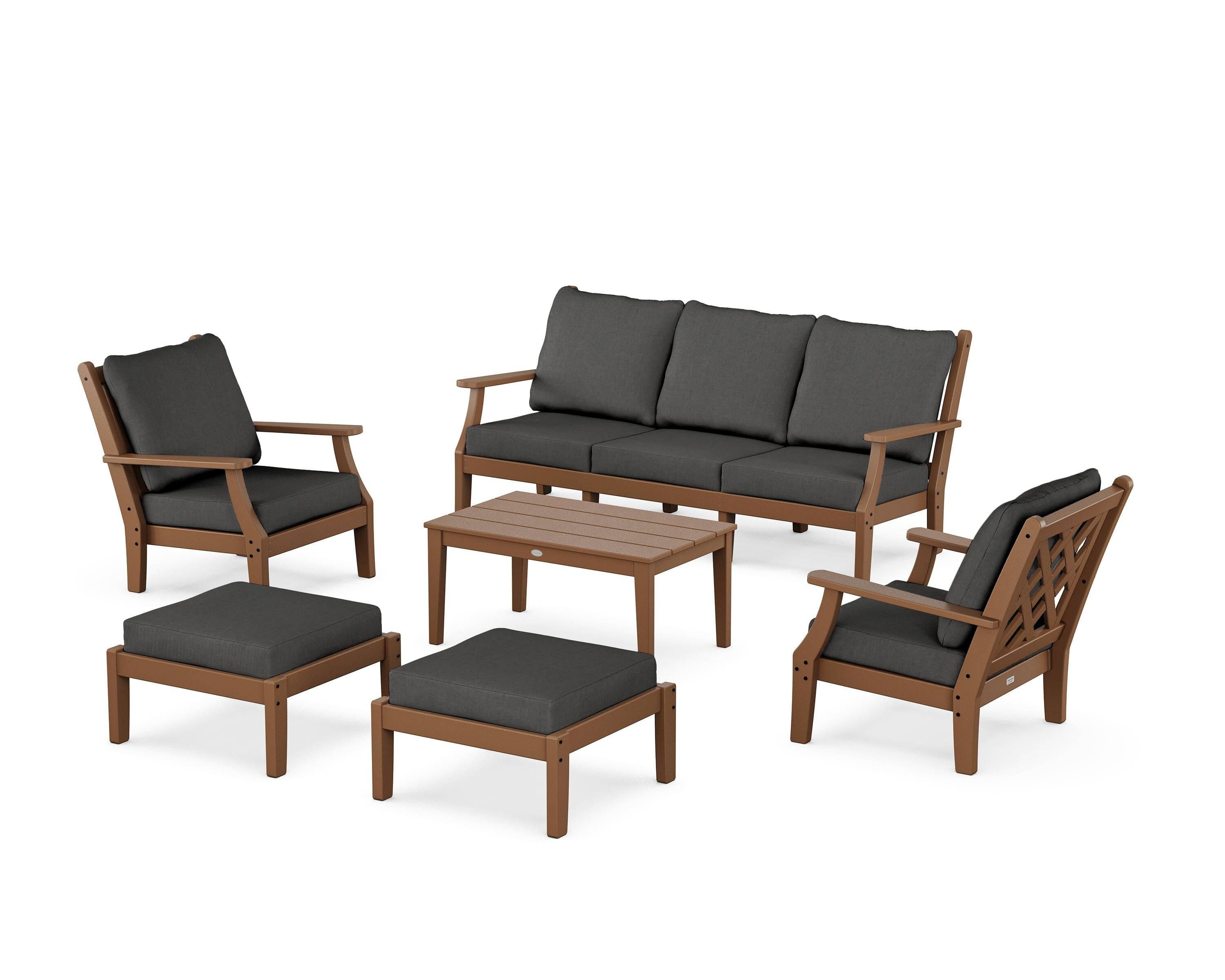 Country Living Wovendale 6-Piece Lounge Sofa Set in Teak / Spectrum Carbon