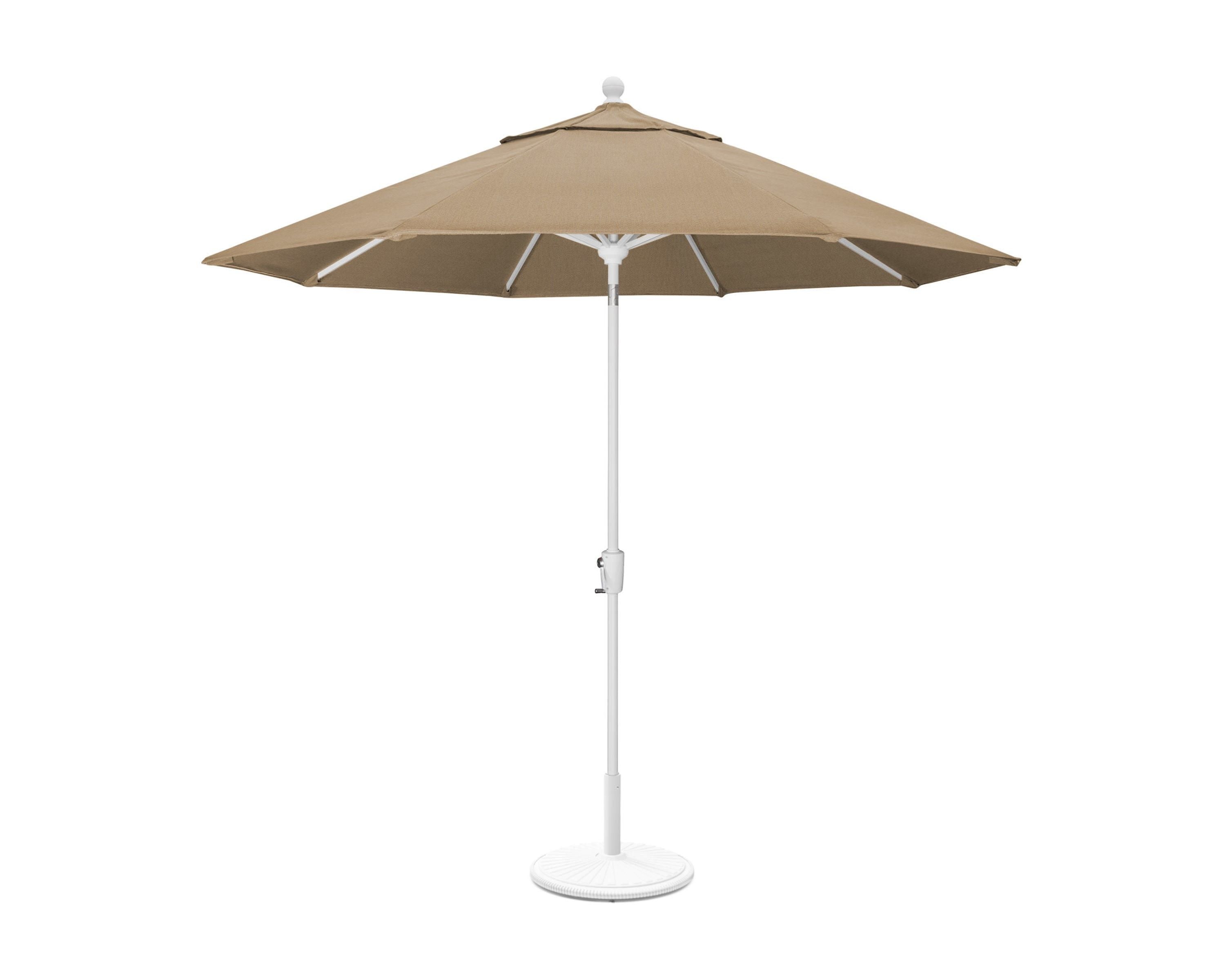 POLYWOOD 9' Tilt Market Umbrella & Base in White / Sesame