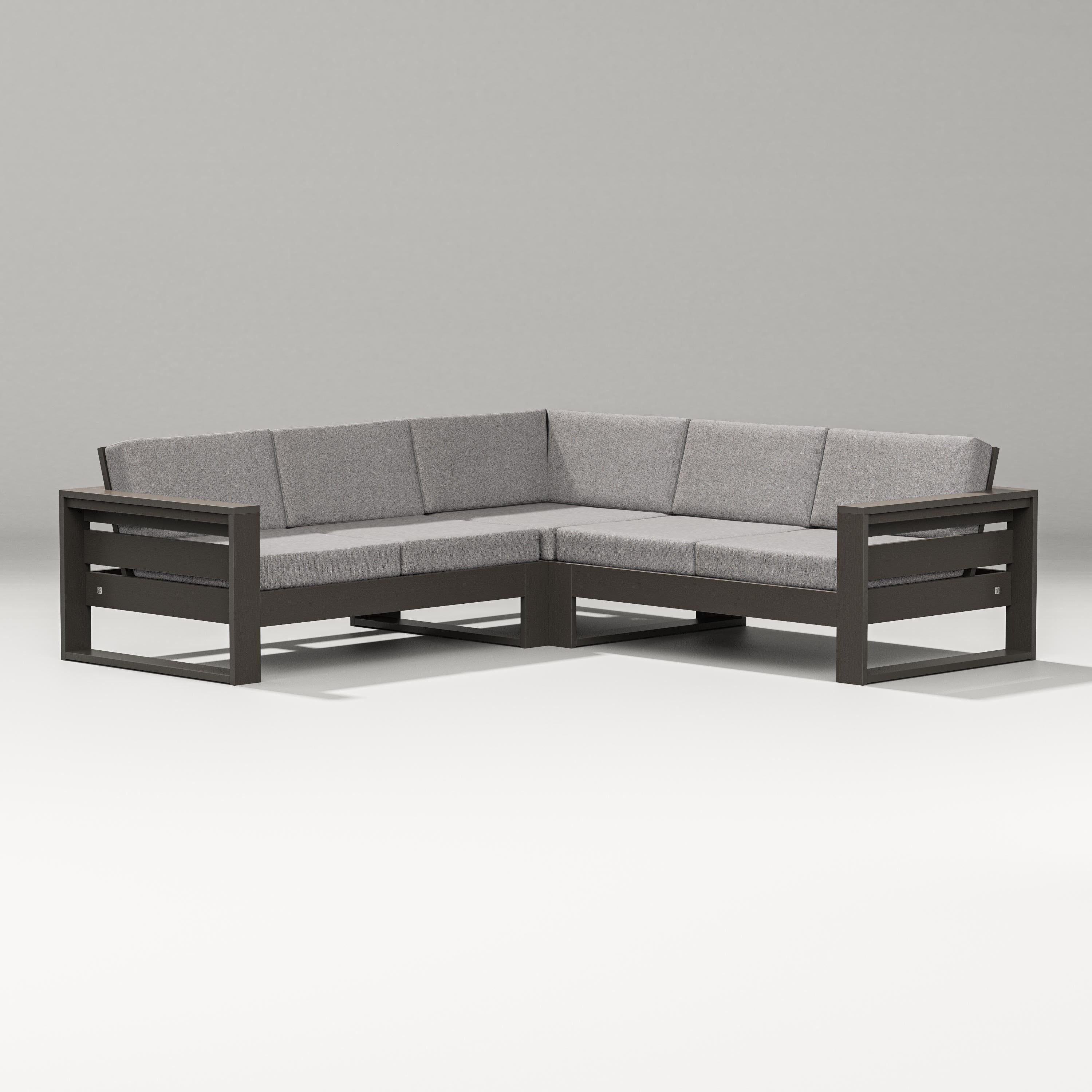 PW Designer Series Latitude Corner Sectional in Vintage Coffee / Grey Mist