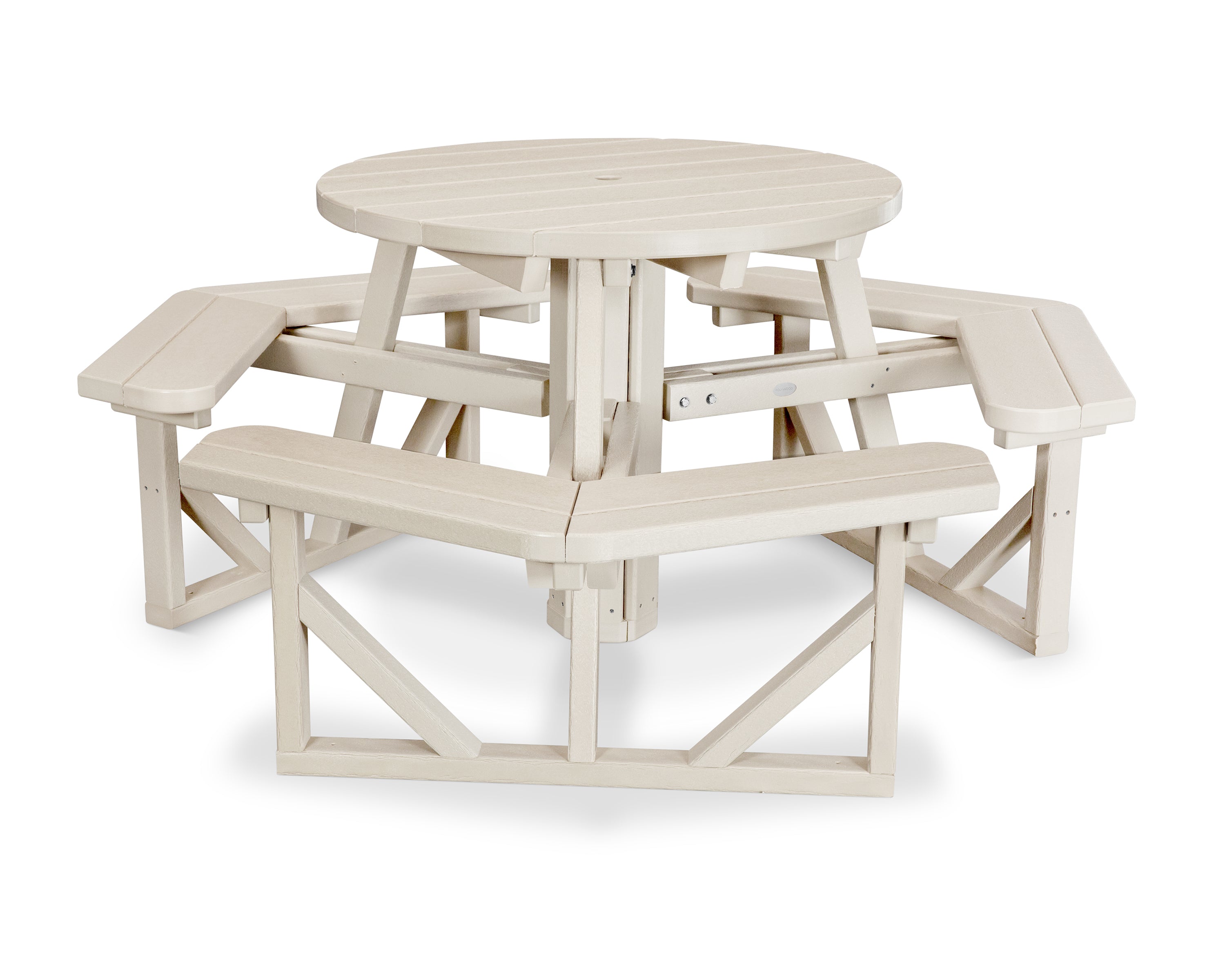 POLYWOOD Park 36" Round Picnic Table in Sand