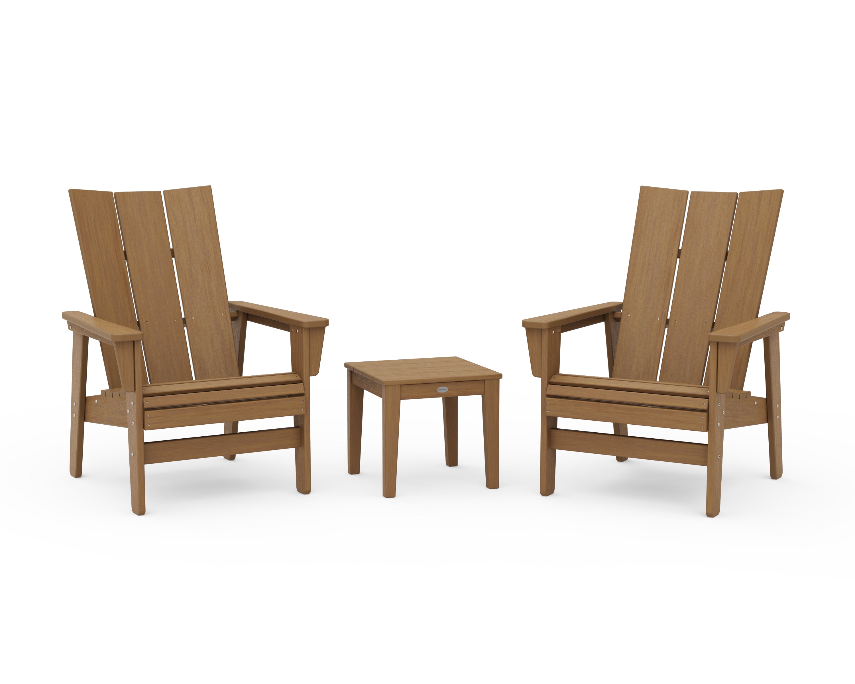 POLYWOOD 3-Piece Modern Grand Upright Adirondack Set in Natural