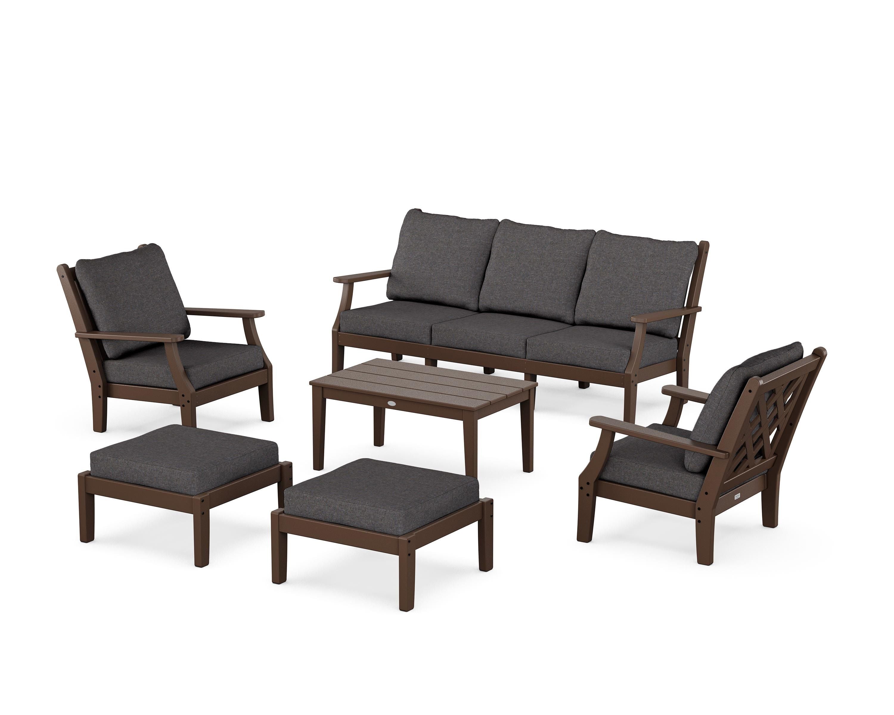 Country Living Wovendale 6-Piece Lounge Sofa Set in Mahogany / Ash Charcoal
