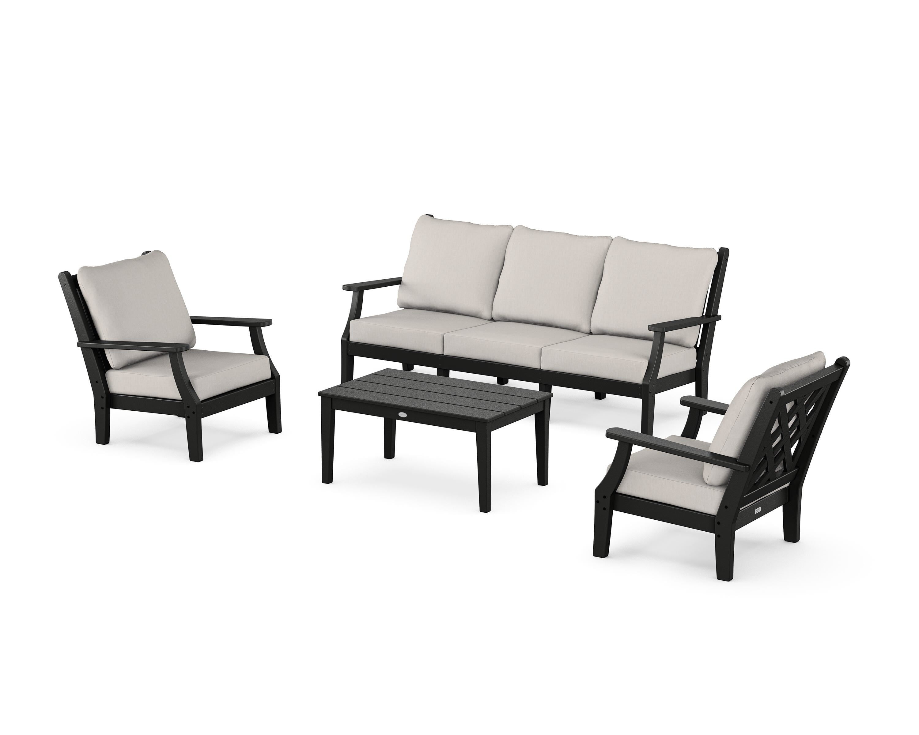 Country Living Wovendale 4-Piece Deep Seating Set with Sofa in Black / Cast Ash