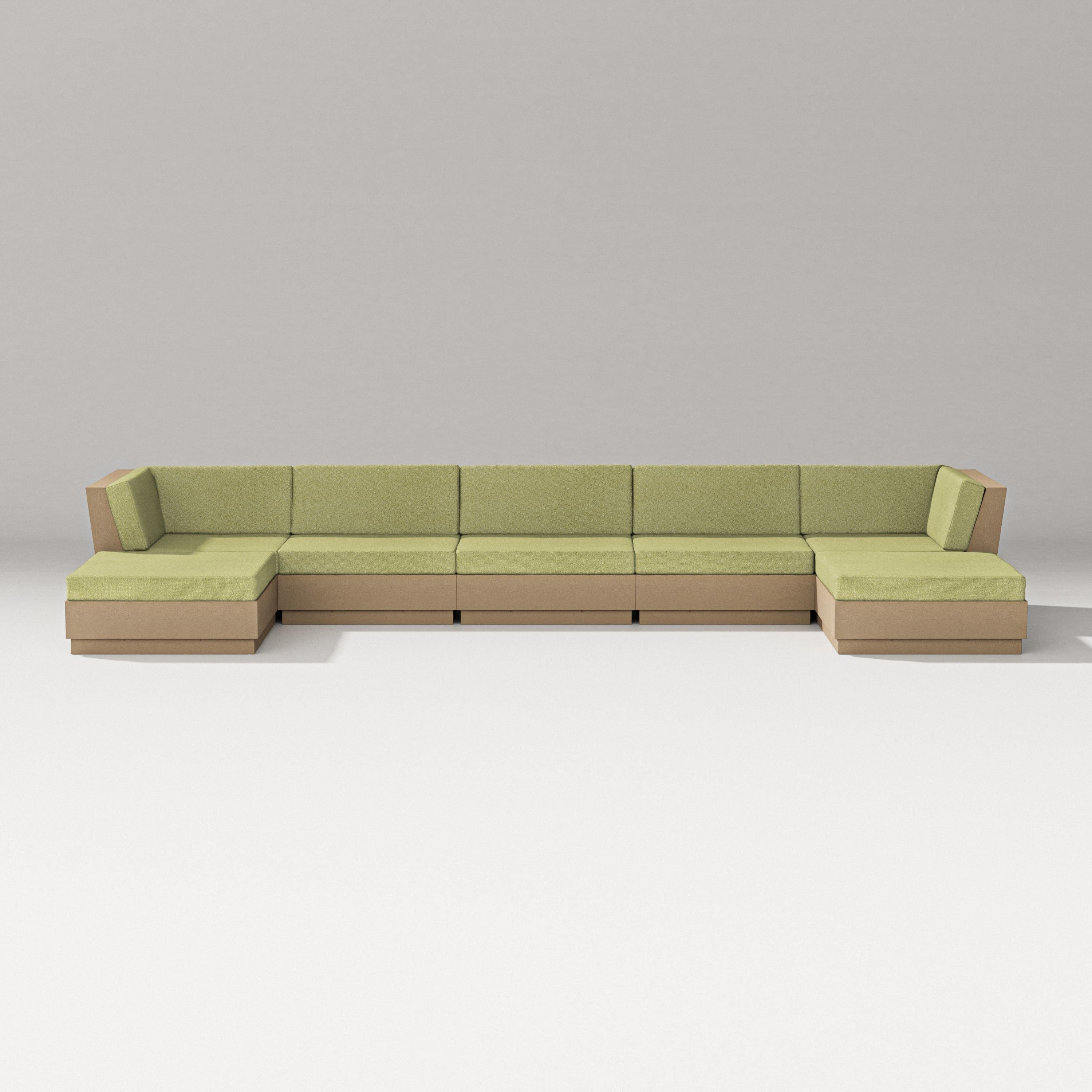 PW Designer Series Elevate 7-Piece Double Chaise Sectional in Vintage Sahara / Chartreuse Boucle
