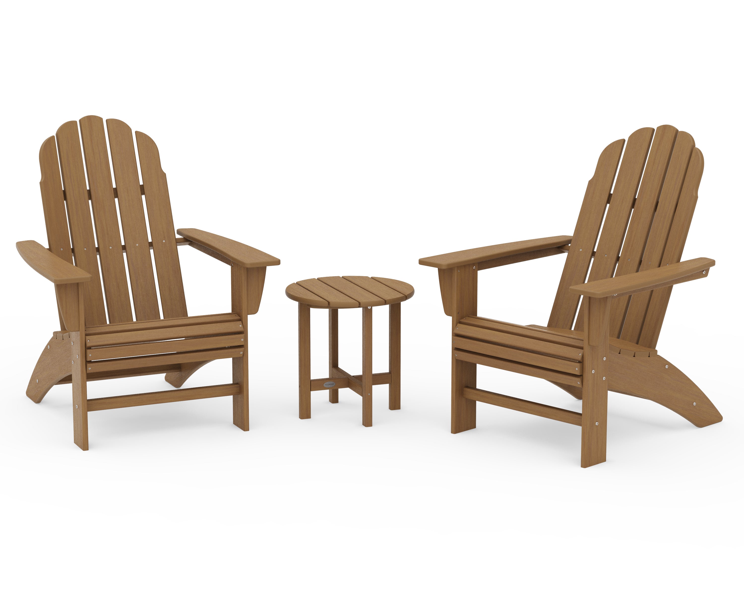 POLYWOOD Vineyard 3-Piece Curveback Adirondack Set in Natural