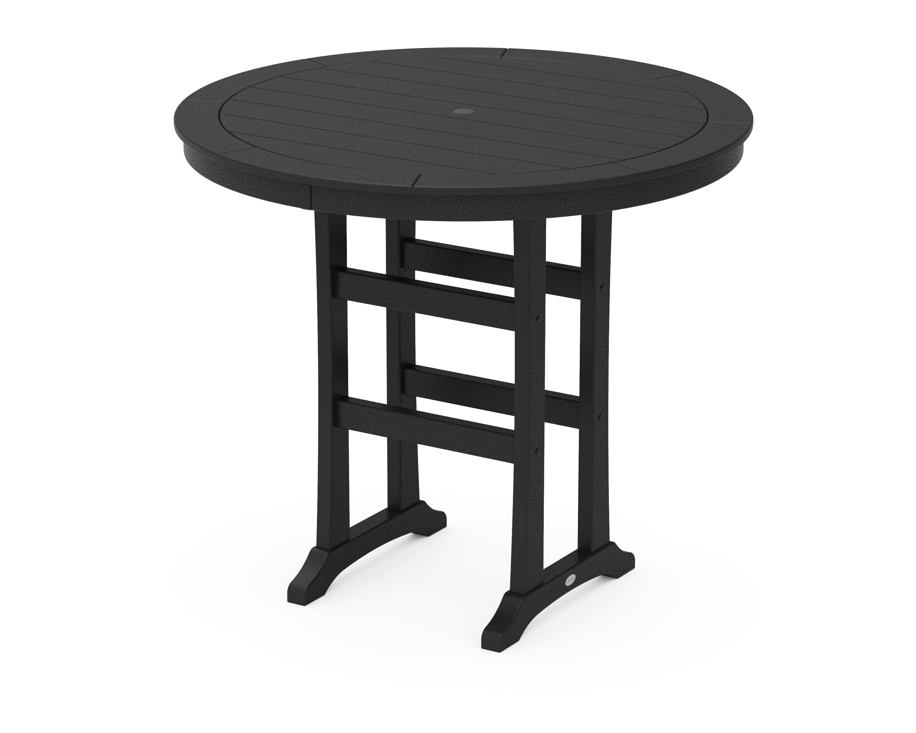 POLYWOOD Nautical Trestle 48" Round Bar Table in Black