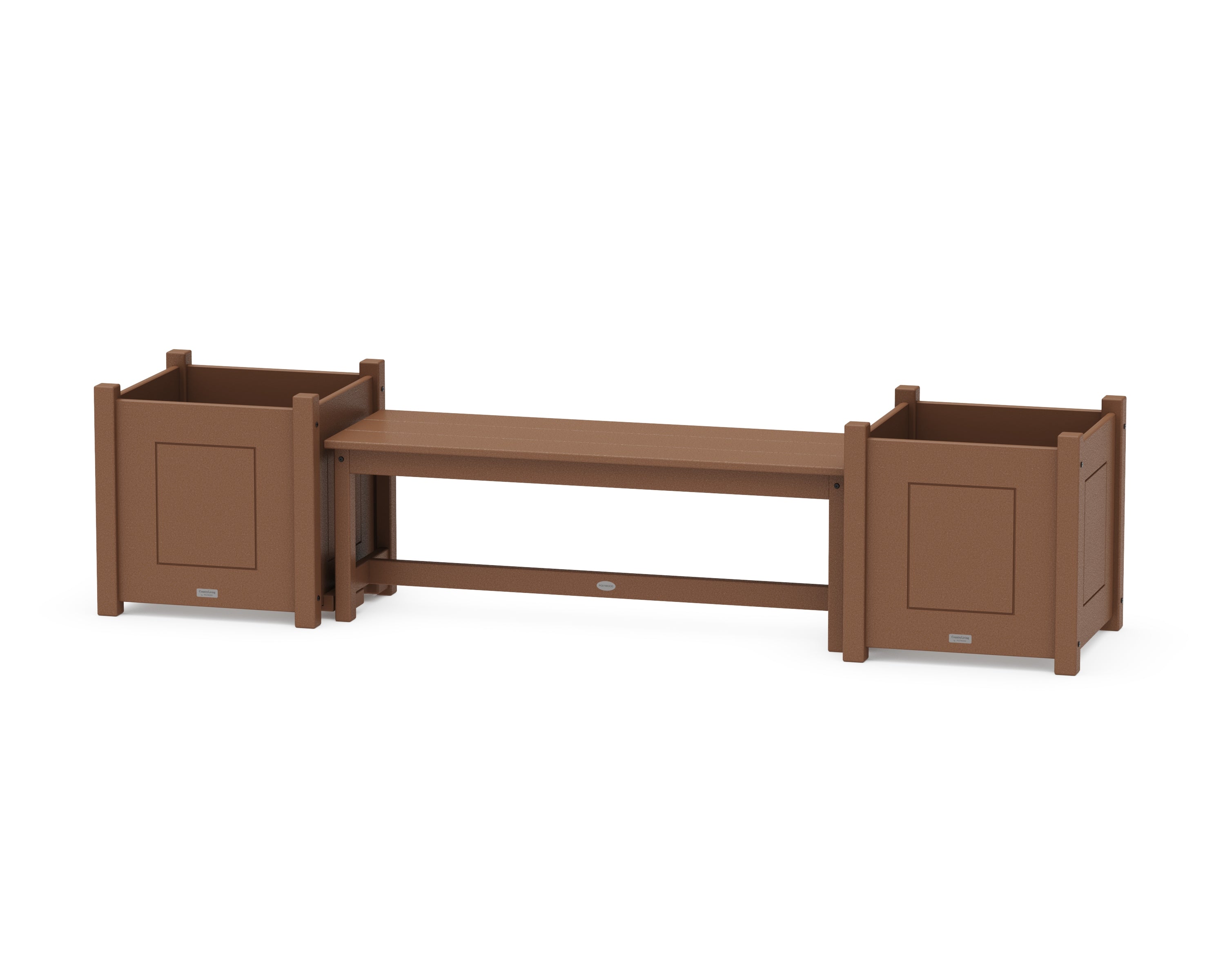 POLYWOOD 48" Country Living Straight Planter Bench Set - Large in Teak