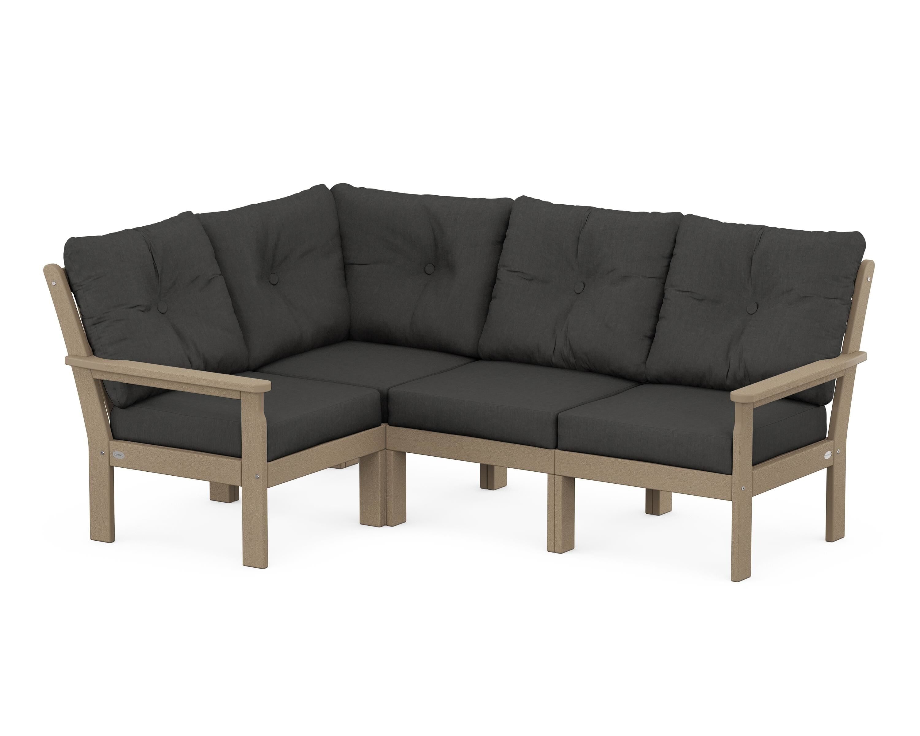 POLYWOOD Vineyard 4-Piece Sectional in Vintage Sahara / Spectrum Carbon