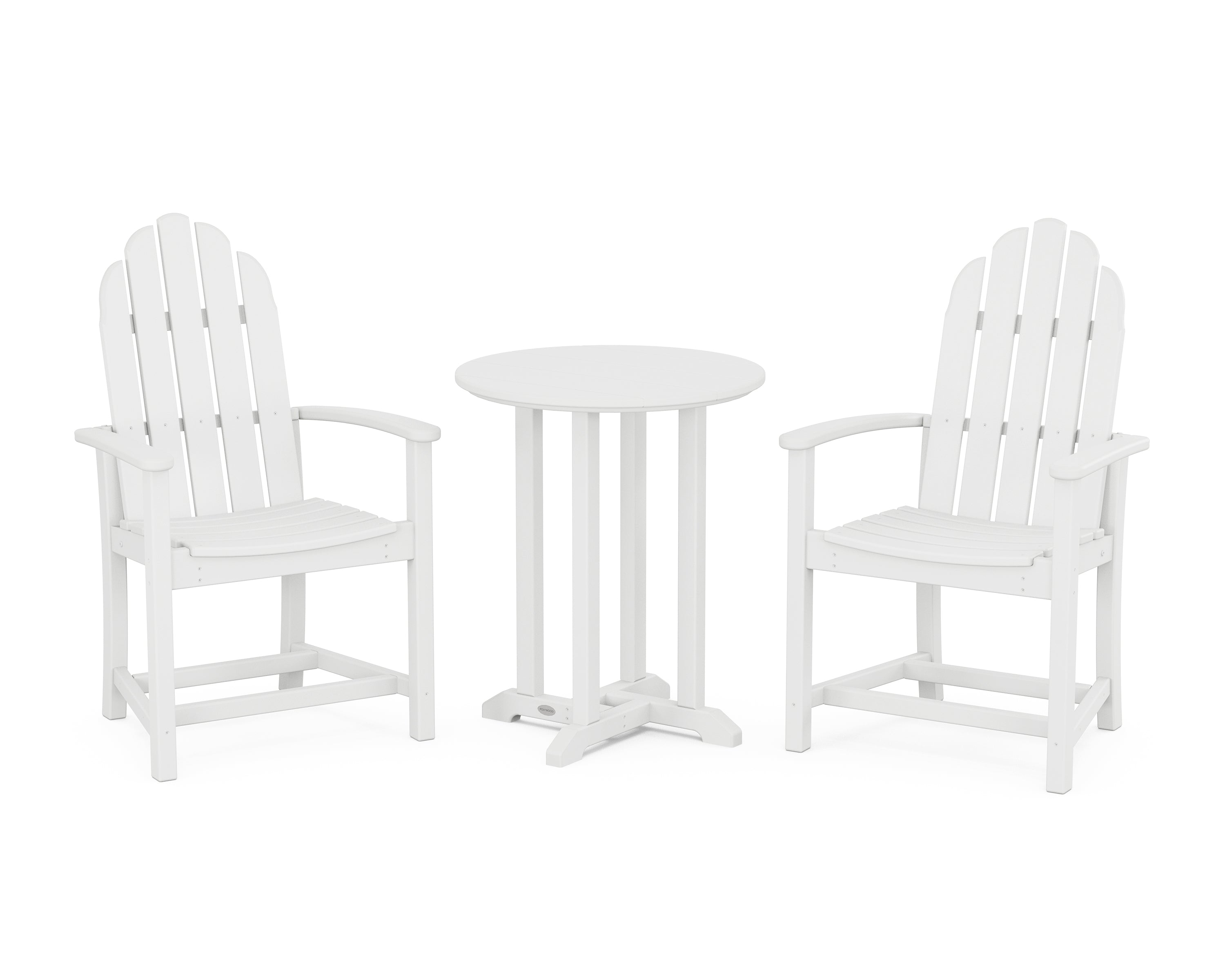 POLYWOOD Classic Adirondack 3-Piece Round Bistro Dining Set in White