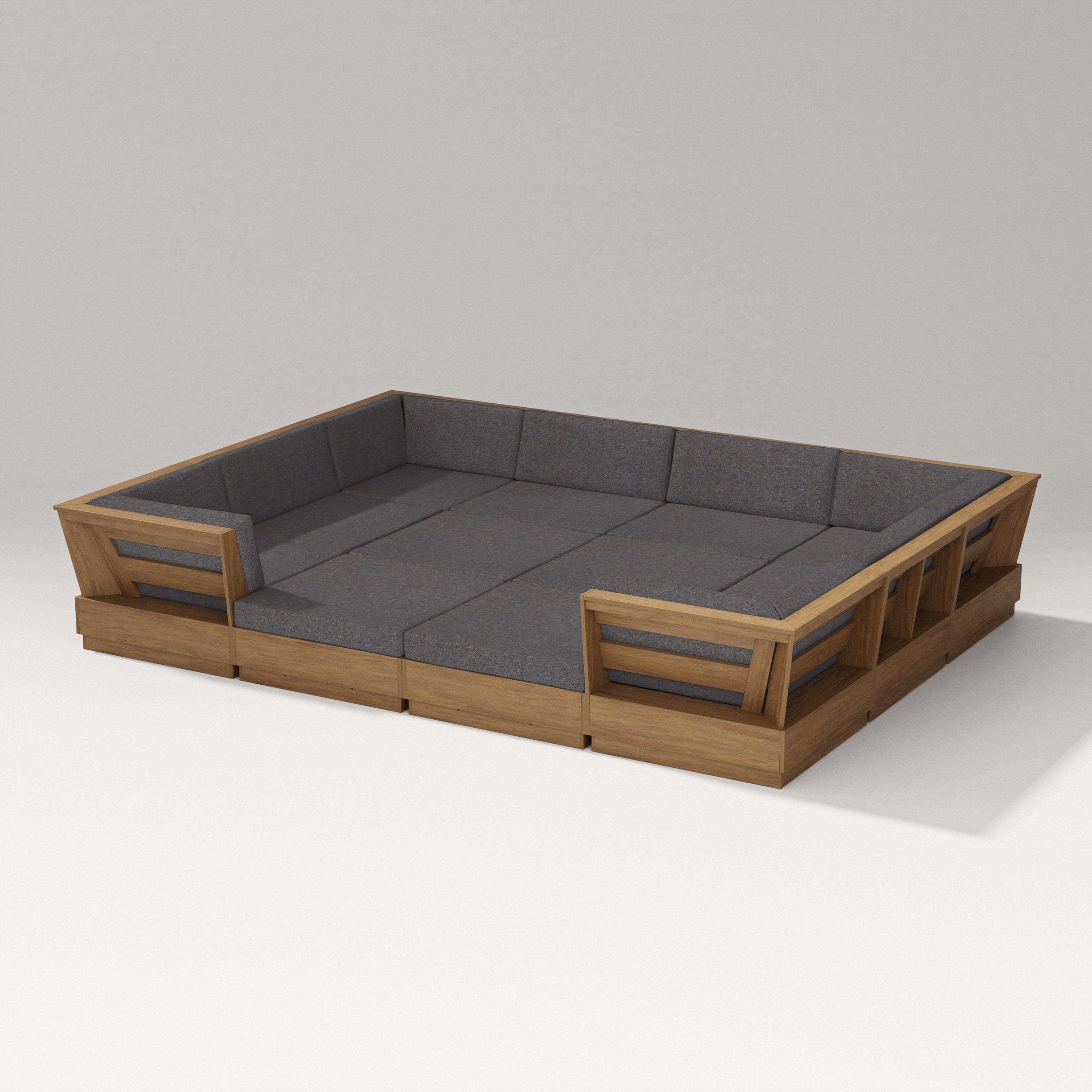 PW Designer Series Elevate 12-Piece Pit Sectional in Natural / Ash Charcoal