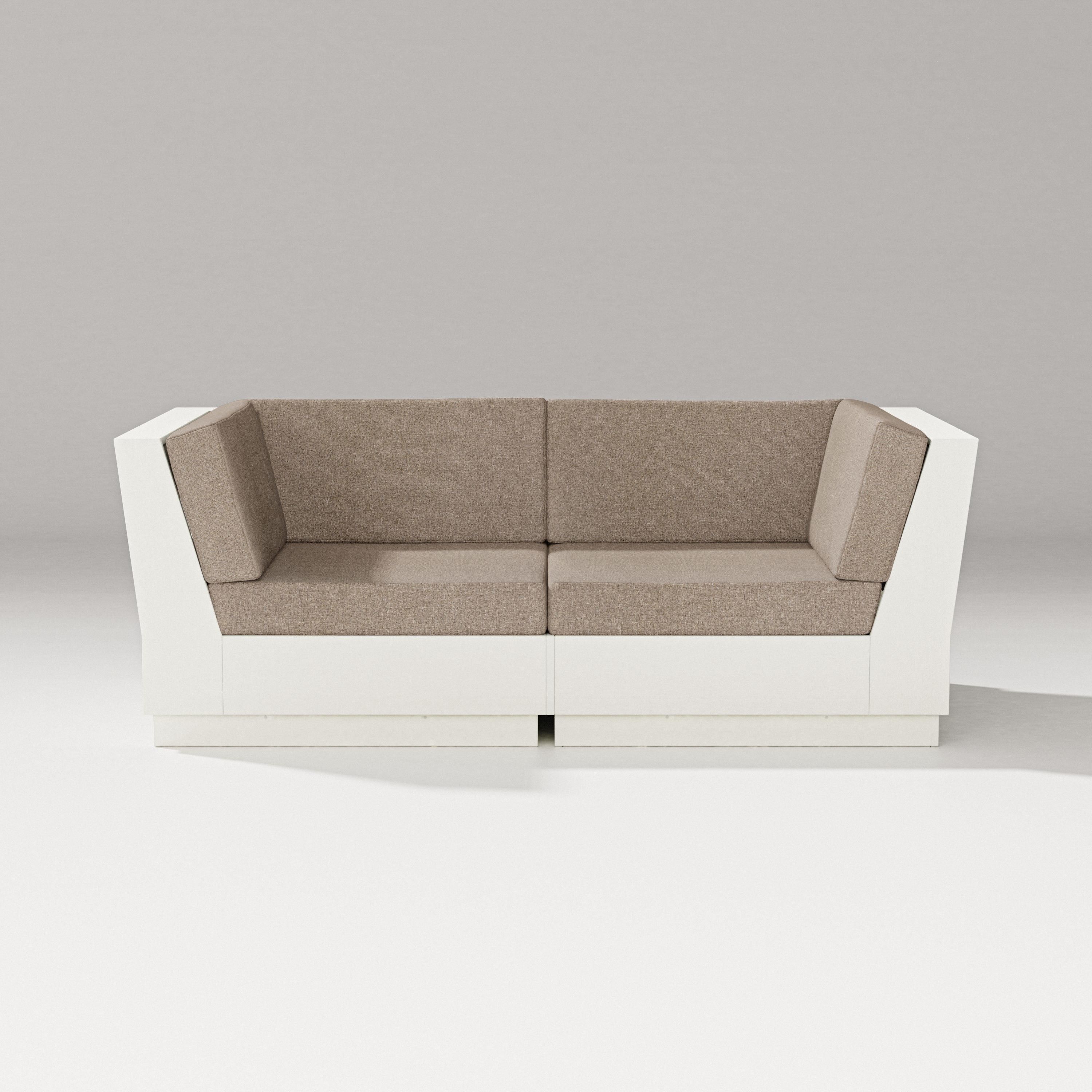 PW Designer Series Elevate Loveseat Sectional in Vintage White / Spiced Burlap