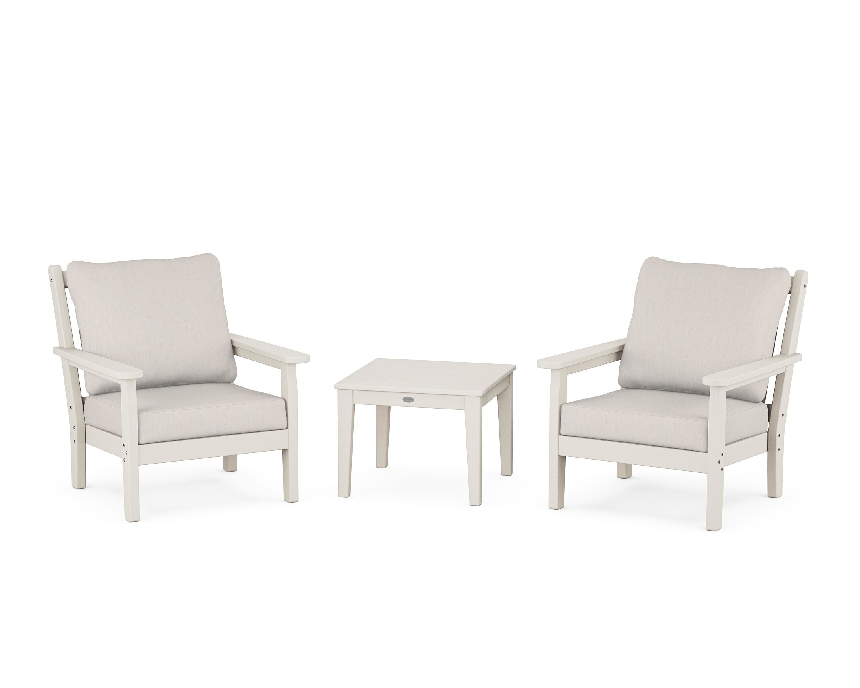 POLYWOOD Chippendale 3-Piece Deep Seating Set in Sand / Cast Ash