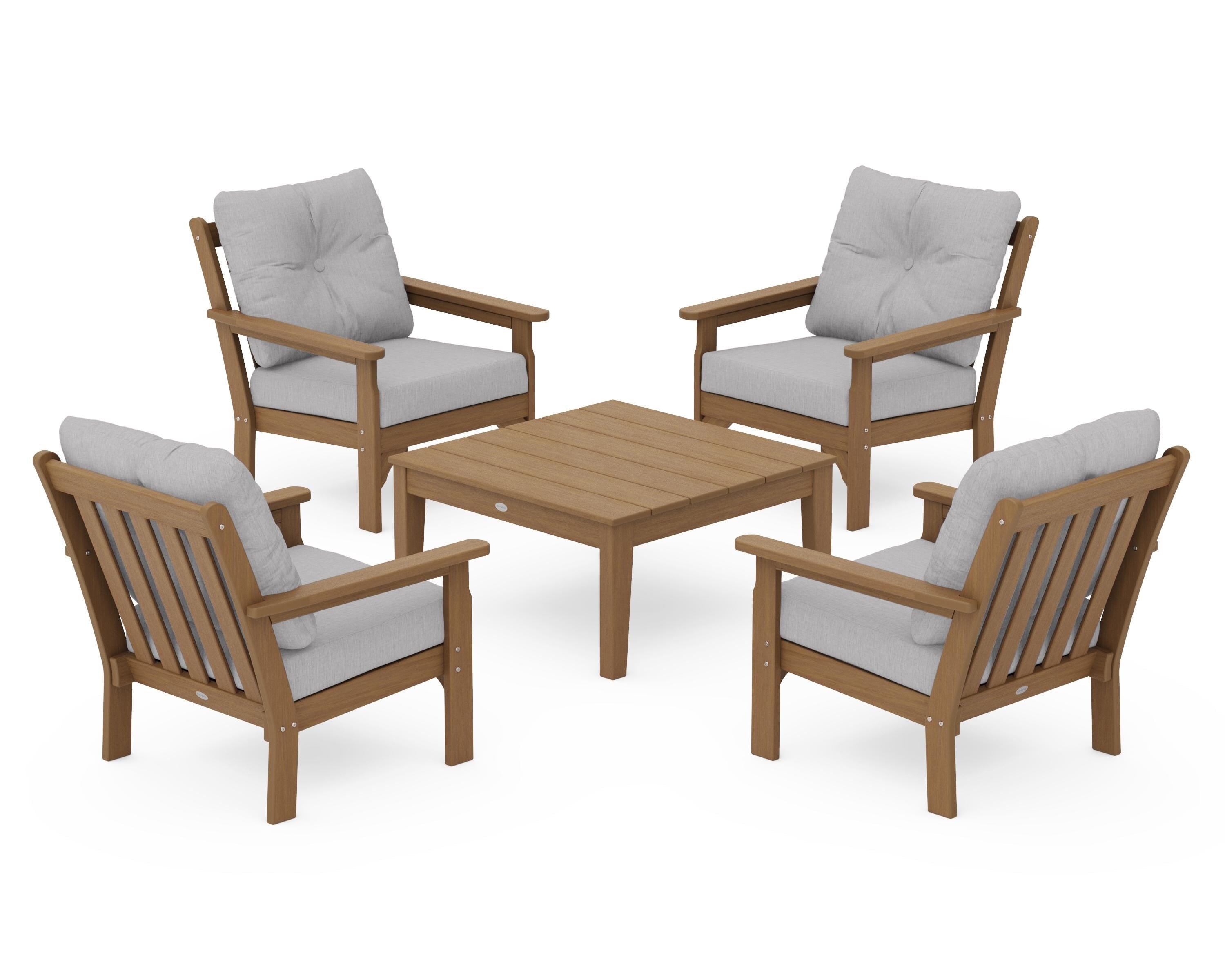 POLYWOOD Vineyard 5-Piece Deep Seating Conversation Set in Natural / Granite