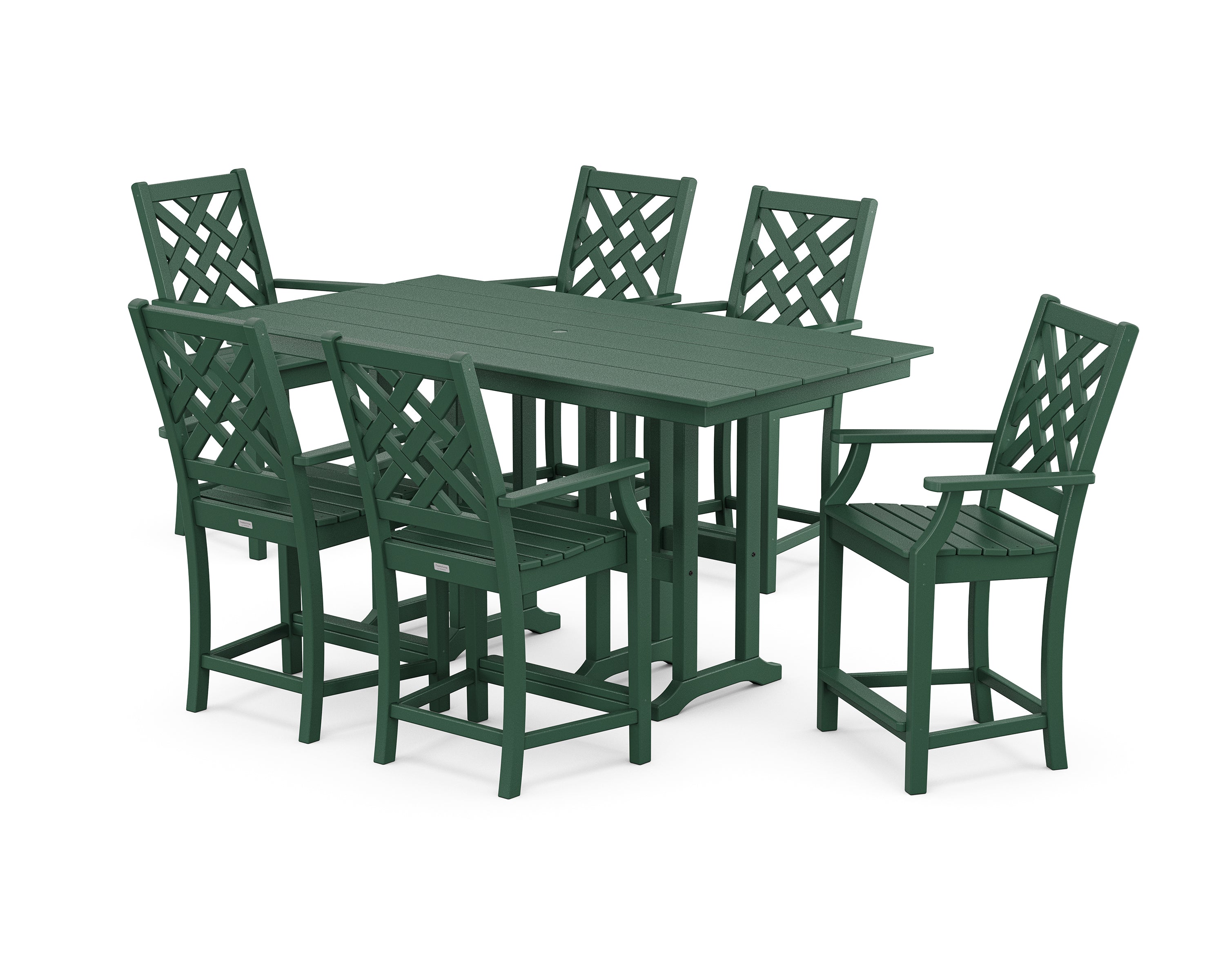 Country Living Wovendale Arm Chair 7-Piece Farmhouse Counter Set in Green