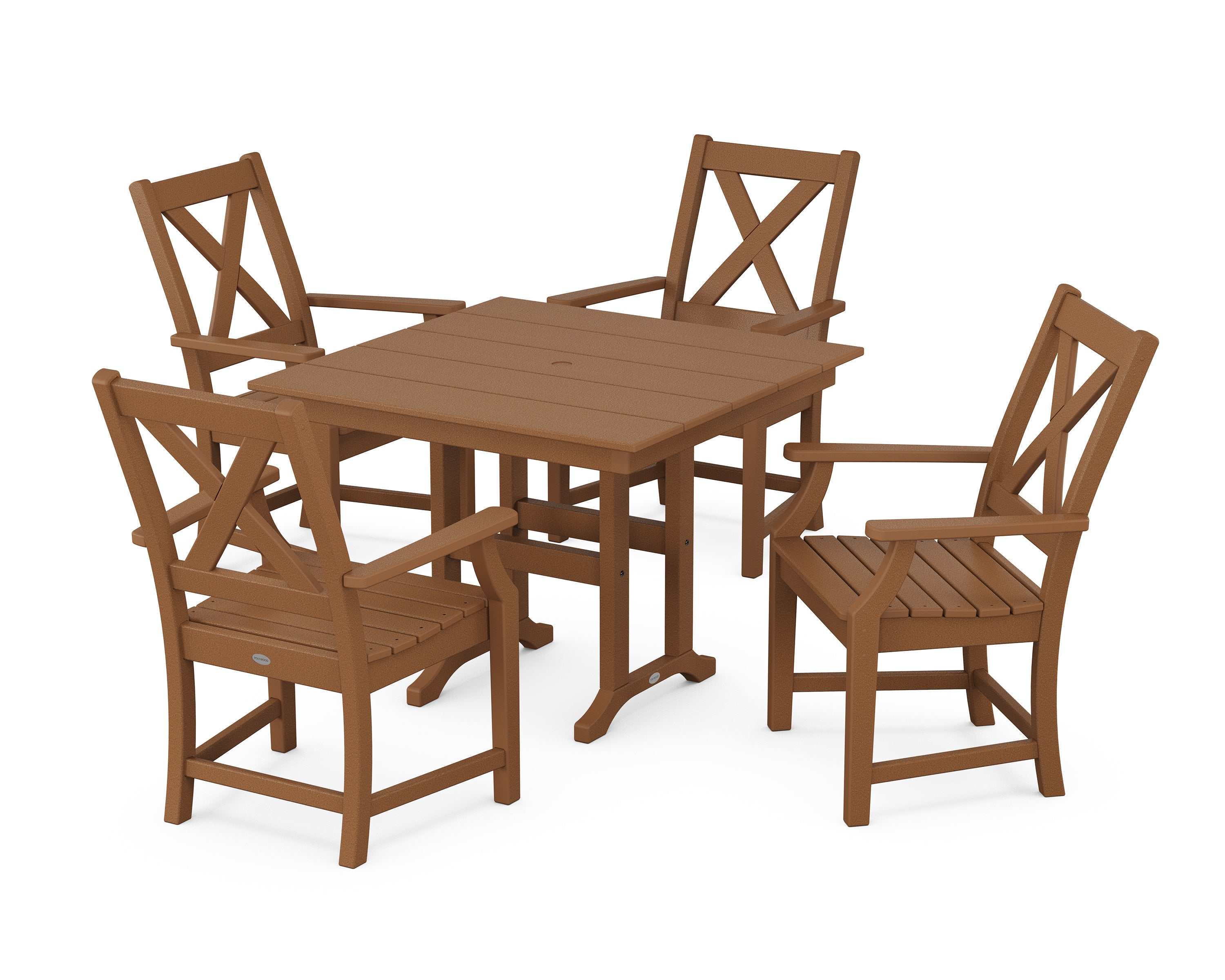 POLYWOOD® Braxton 5-Piece Farmhouse Dining Set in Teak