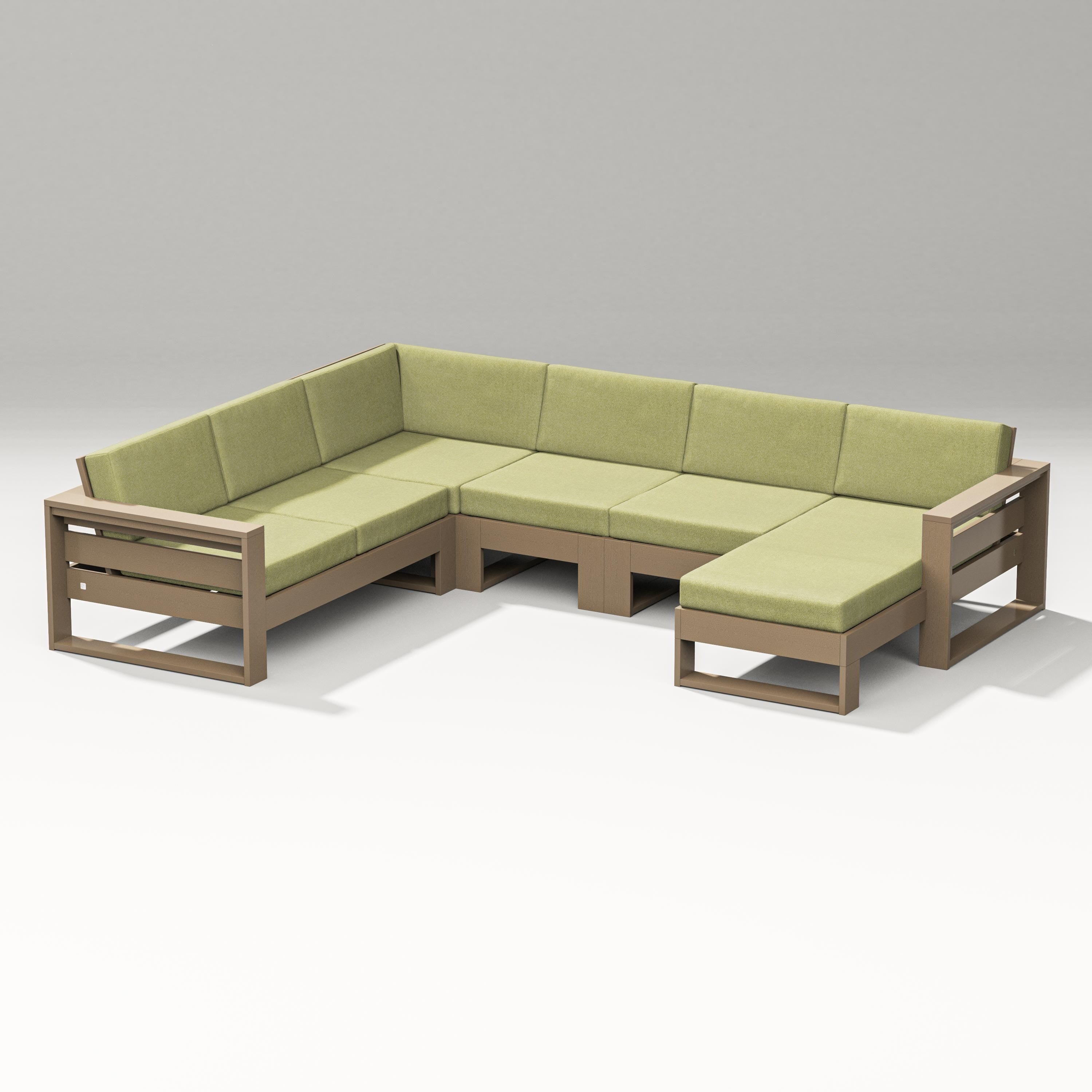 PW Designer Series Latitude Corner Sectional with Right Chaise in Vintage Sahara / Chartreuse Boucle