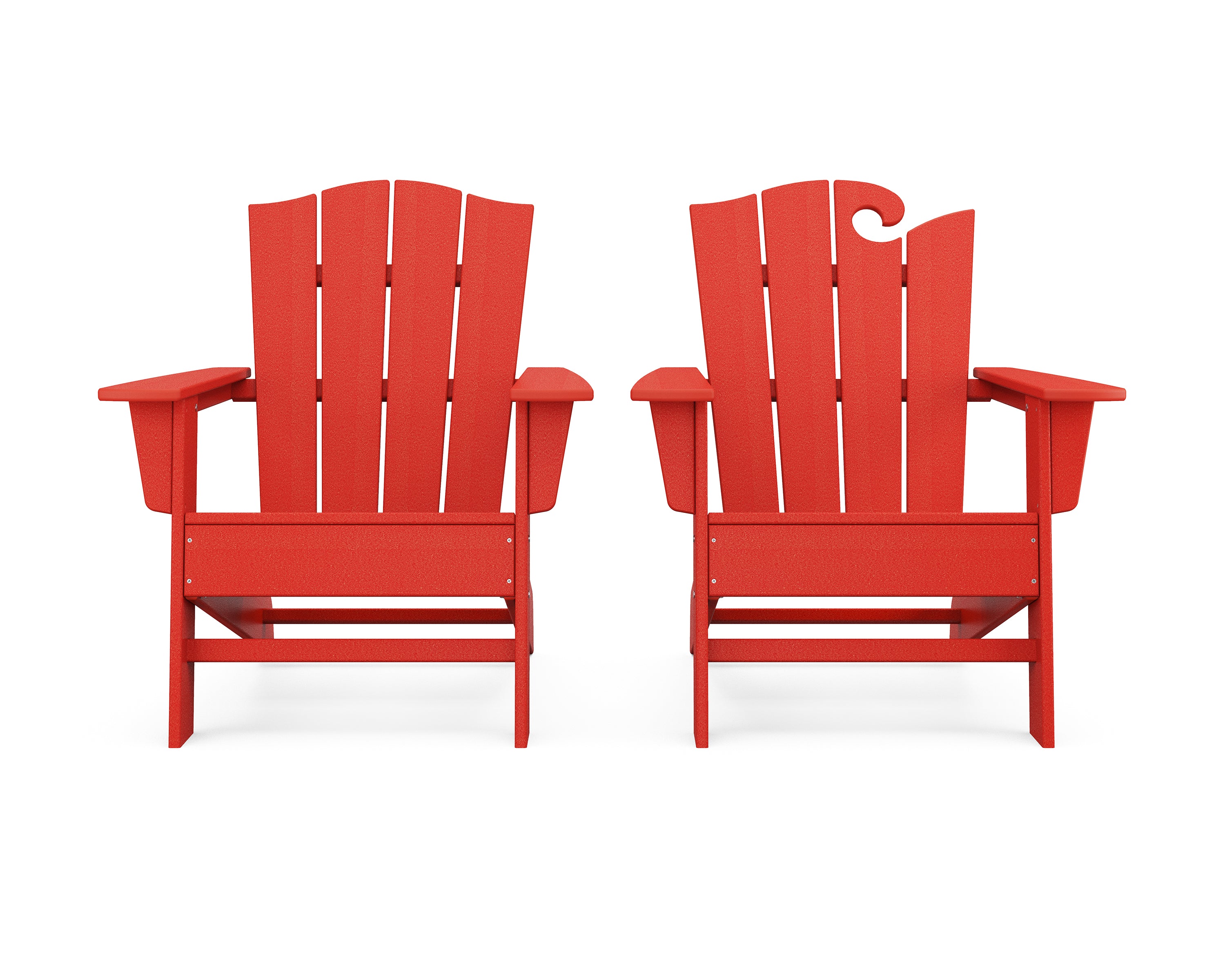 POLYWOOD® Wave 2-Piece Adirondack Chair Set with The Crest Chair in Sunset Red