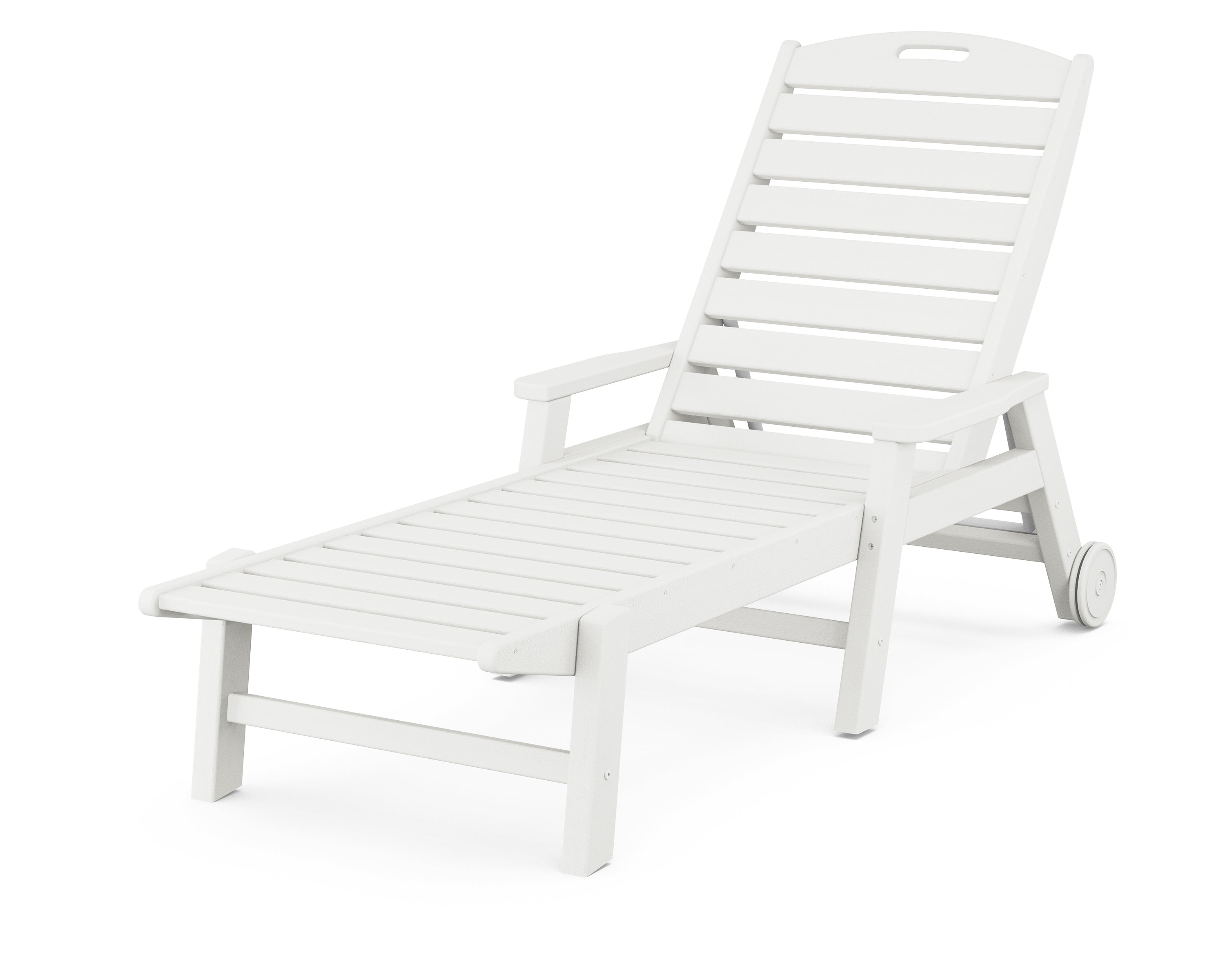 POLYWOOD® Nautical Chaise with Arms & Wheels in Vintage White