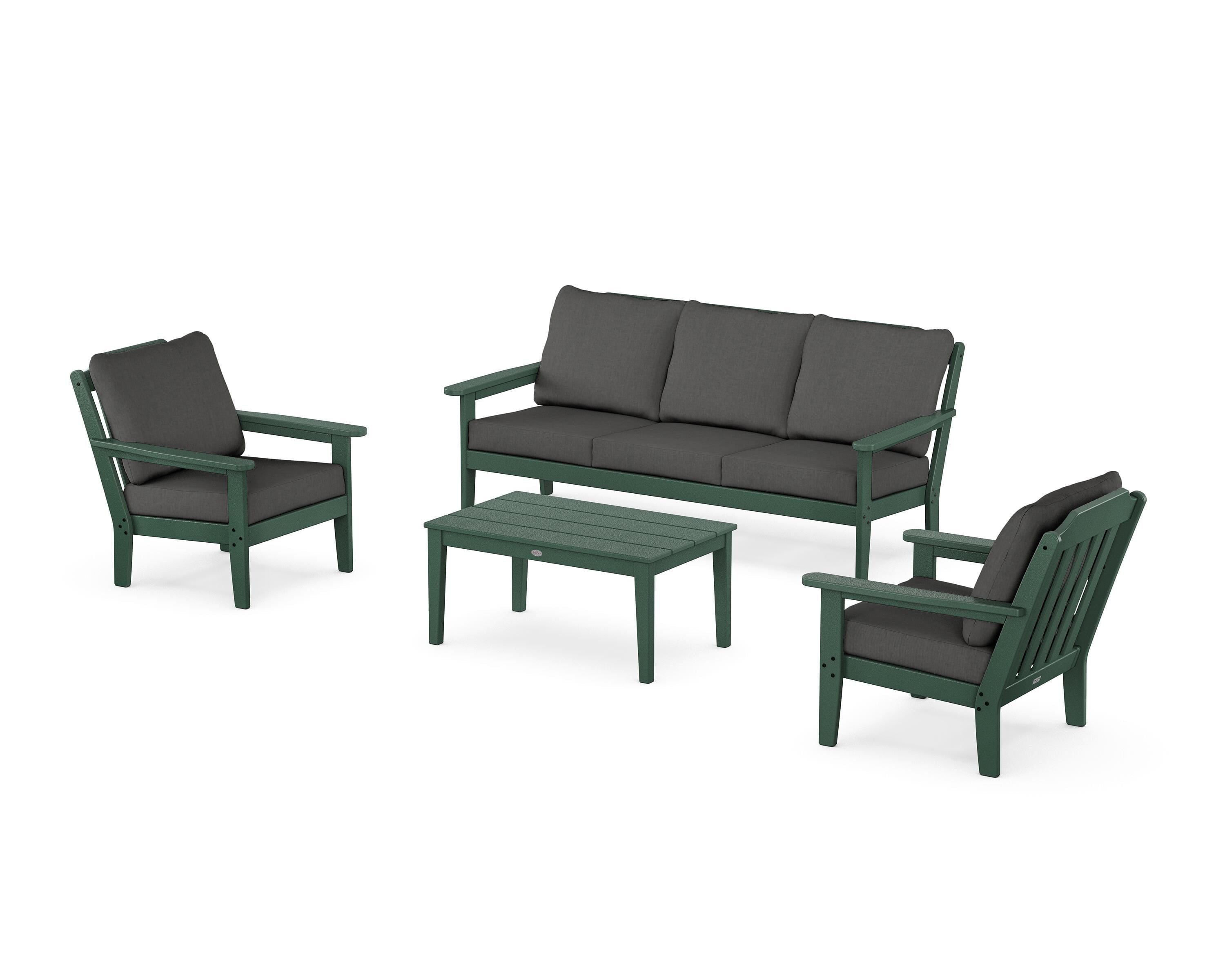 Country Living Cottage 4-Piece Deep Seating Set with Sofa in Green / Spectrum Carbon