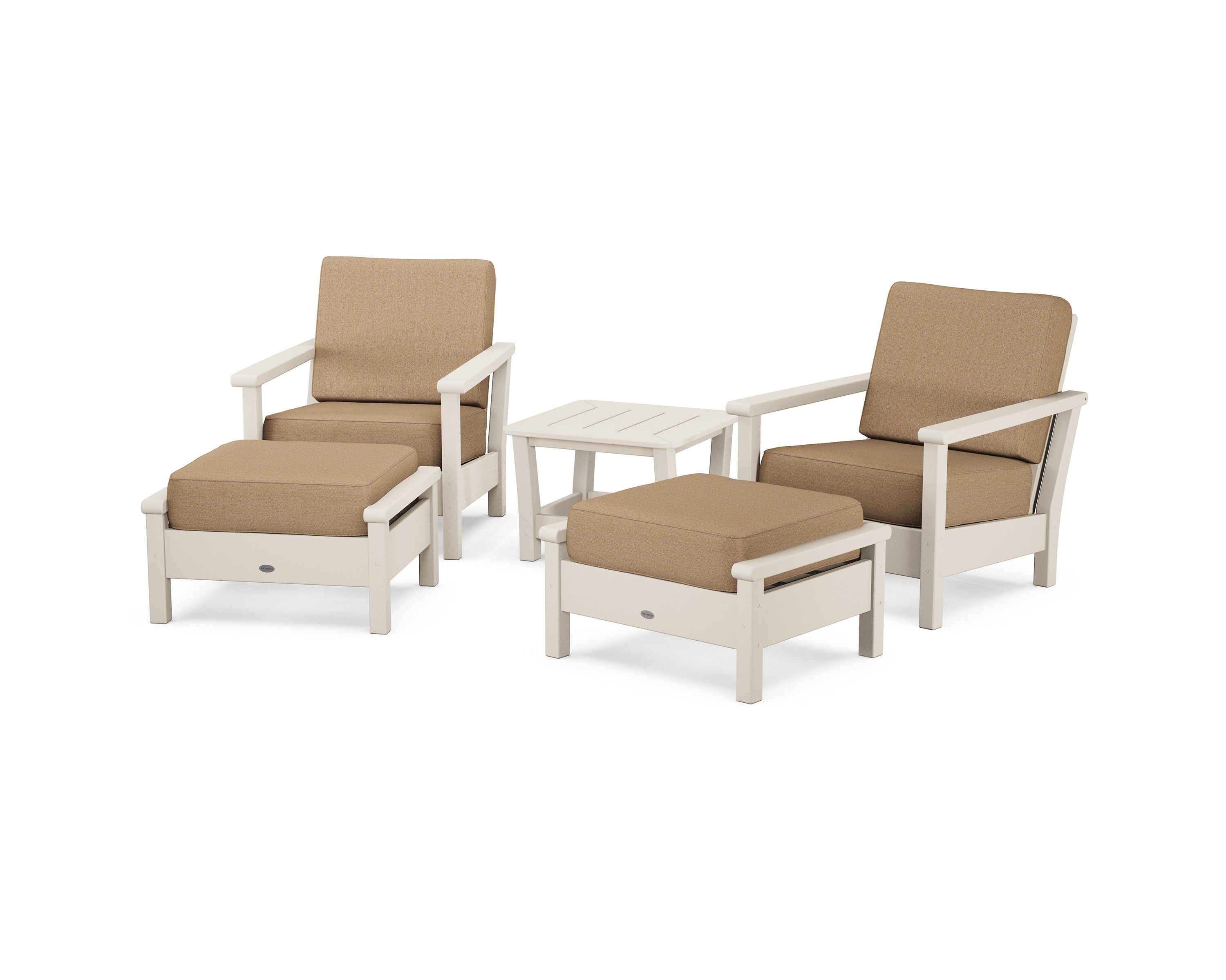 POLYWOOD Harbour 5-Piece Deep Seating Chair Set in Sand / Sesame