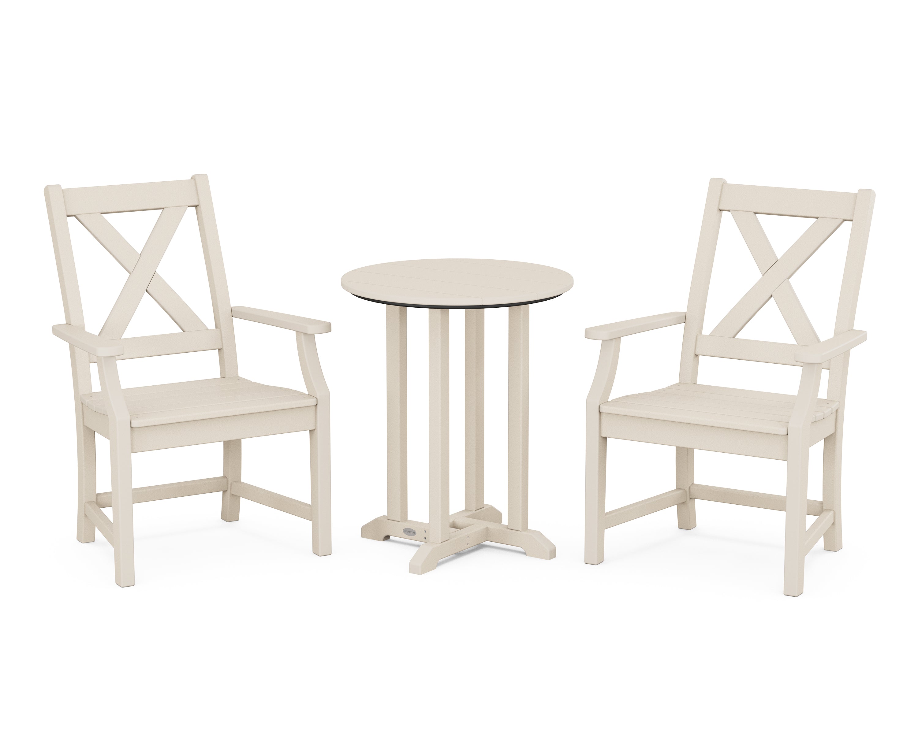 POLYWOOD Braxton 3-Piece Round Bistro Dining Set in Sand