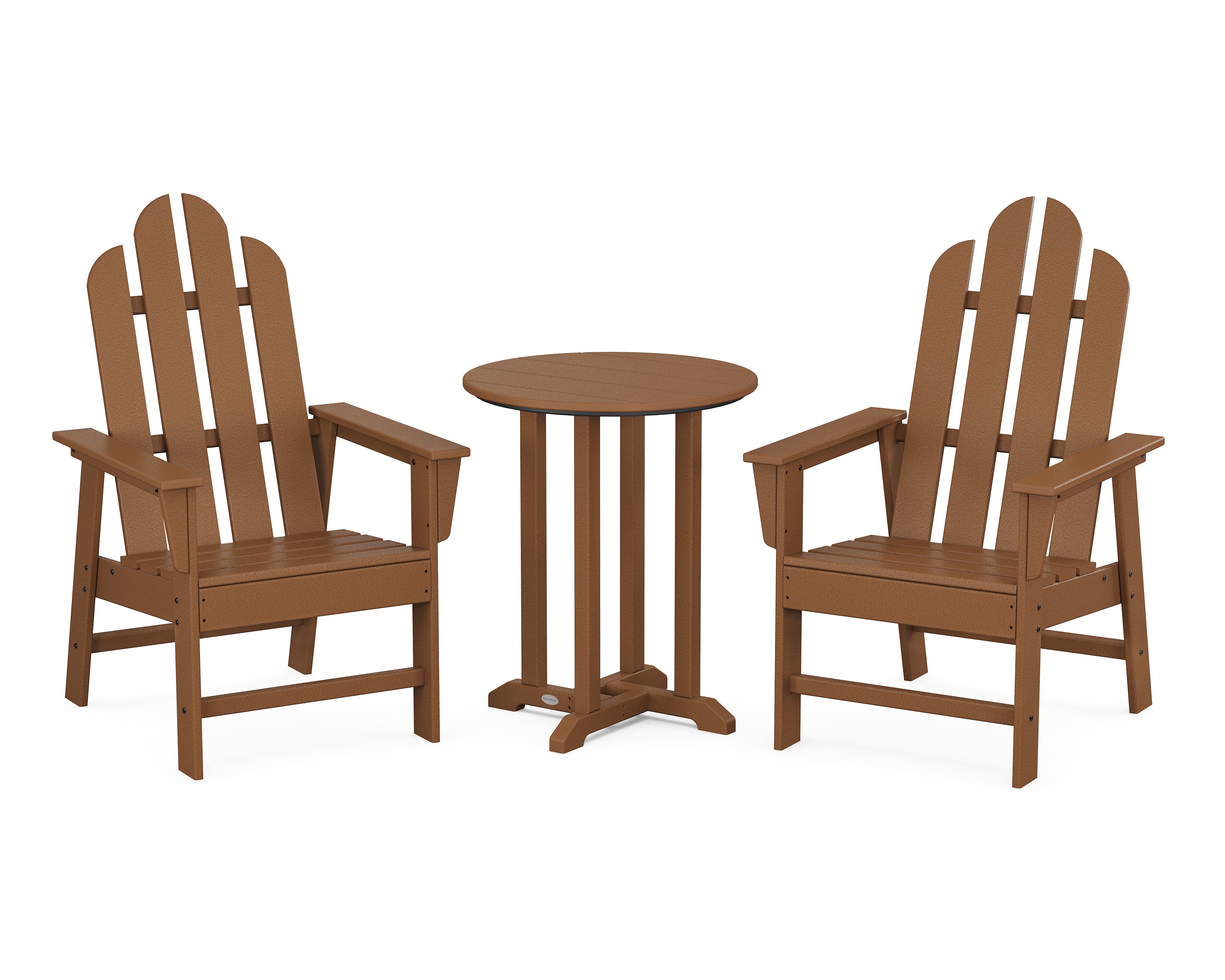 POLYWOOD Long Island 3-Piece Round Bistro Dining Set in Teak