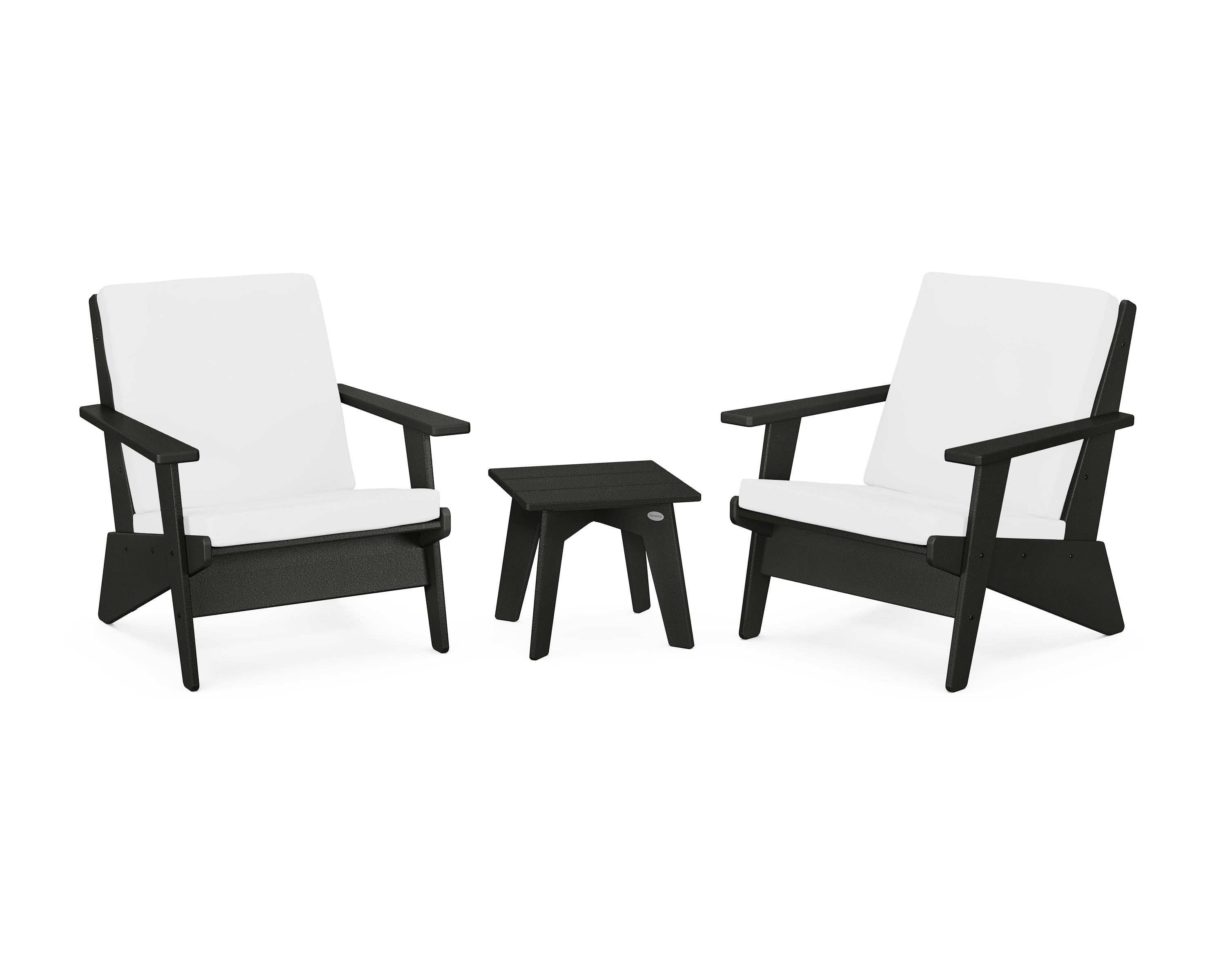 POLYWOOD Riviera Modern Lounge 3-Piece Set in Black / Natural